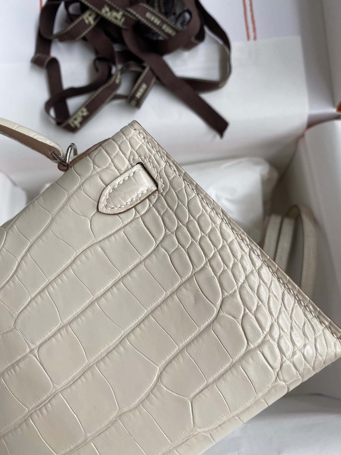 H**mes kelly mini ii sellier handmade bag in beton matte alligator leather