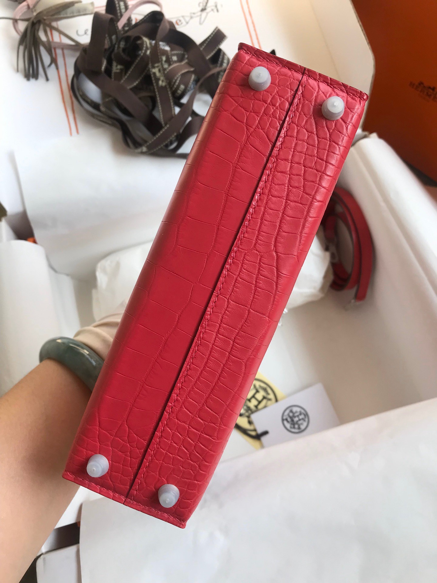 H**mes kelly mini ii sellier handmade bag in rose extreme matte alligator leather