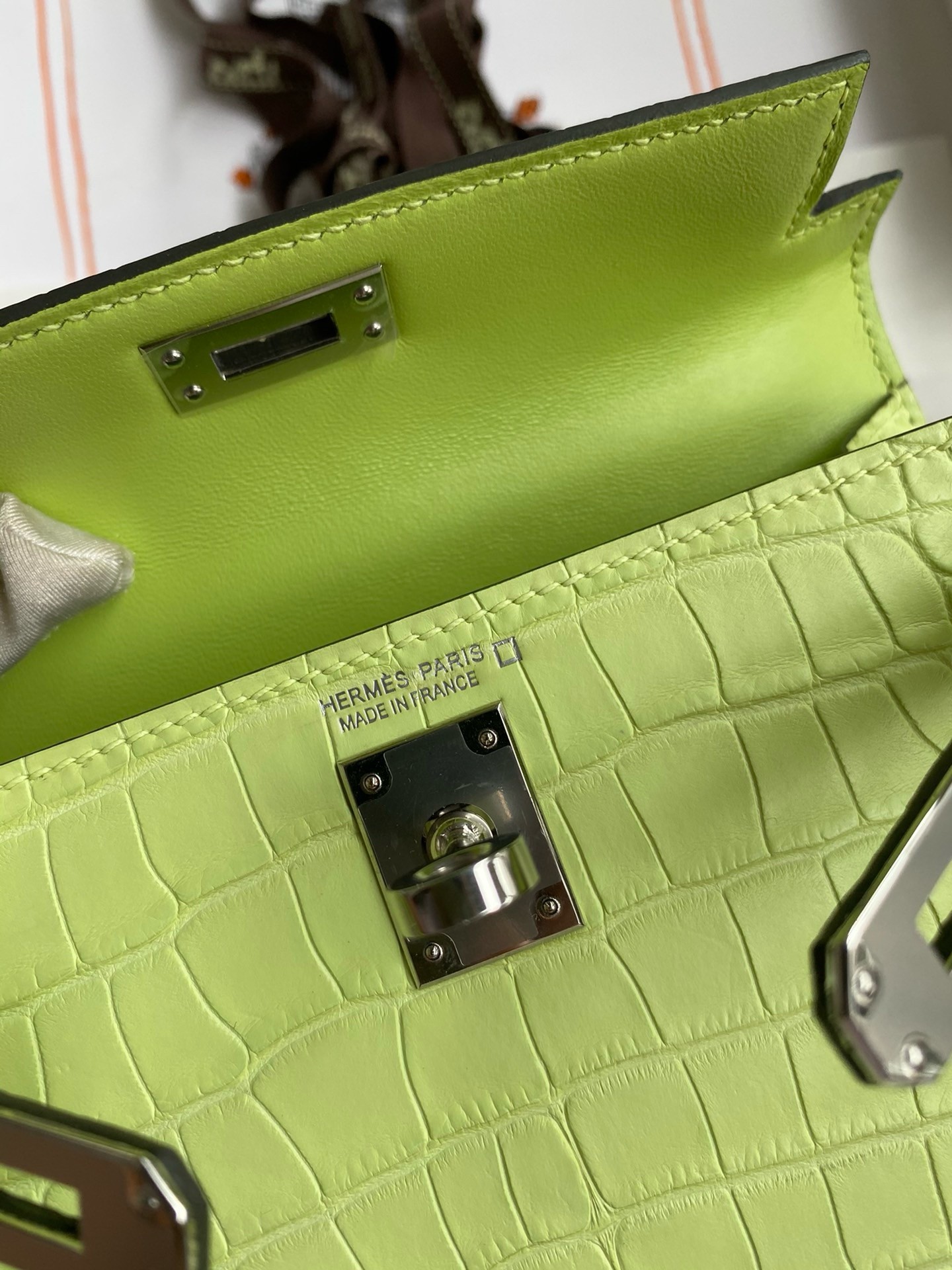 H**mes kelly mini ii sellier handmade bag in jaune bourgeon matte alligator leather
