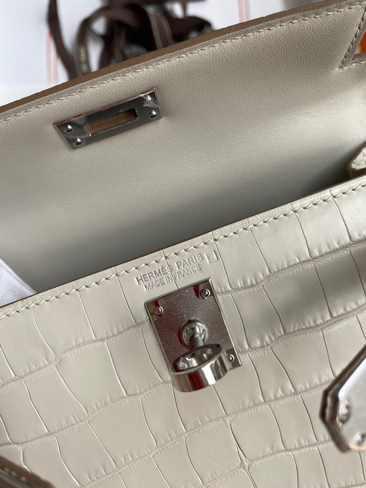 H**mes kelly mini ii sellier handmade bag in grey matte alligator leather