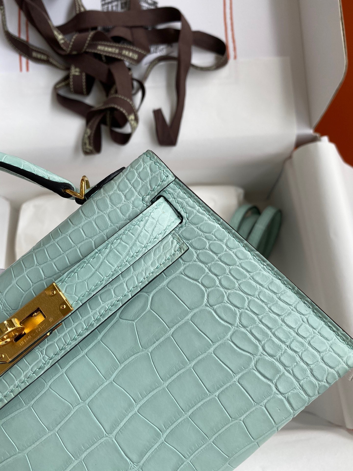 H**mes kelly mini ii sellier handmade bag in vert d