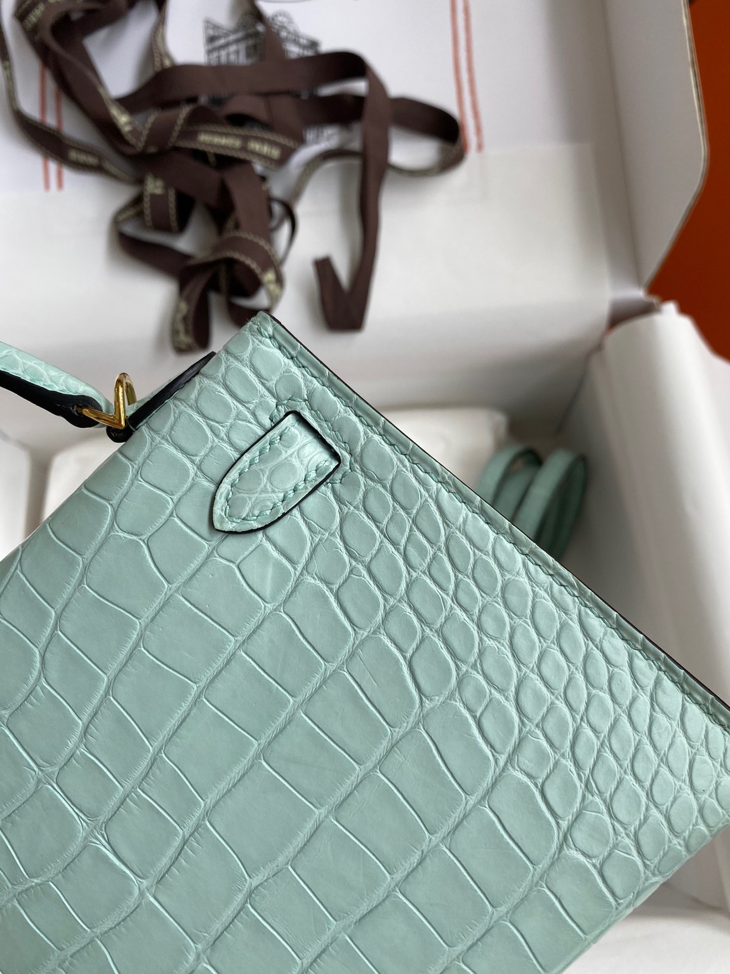 H**mes kelly mini ii sellier handmade bag in vert d
