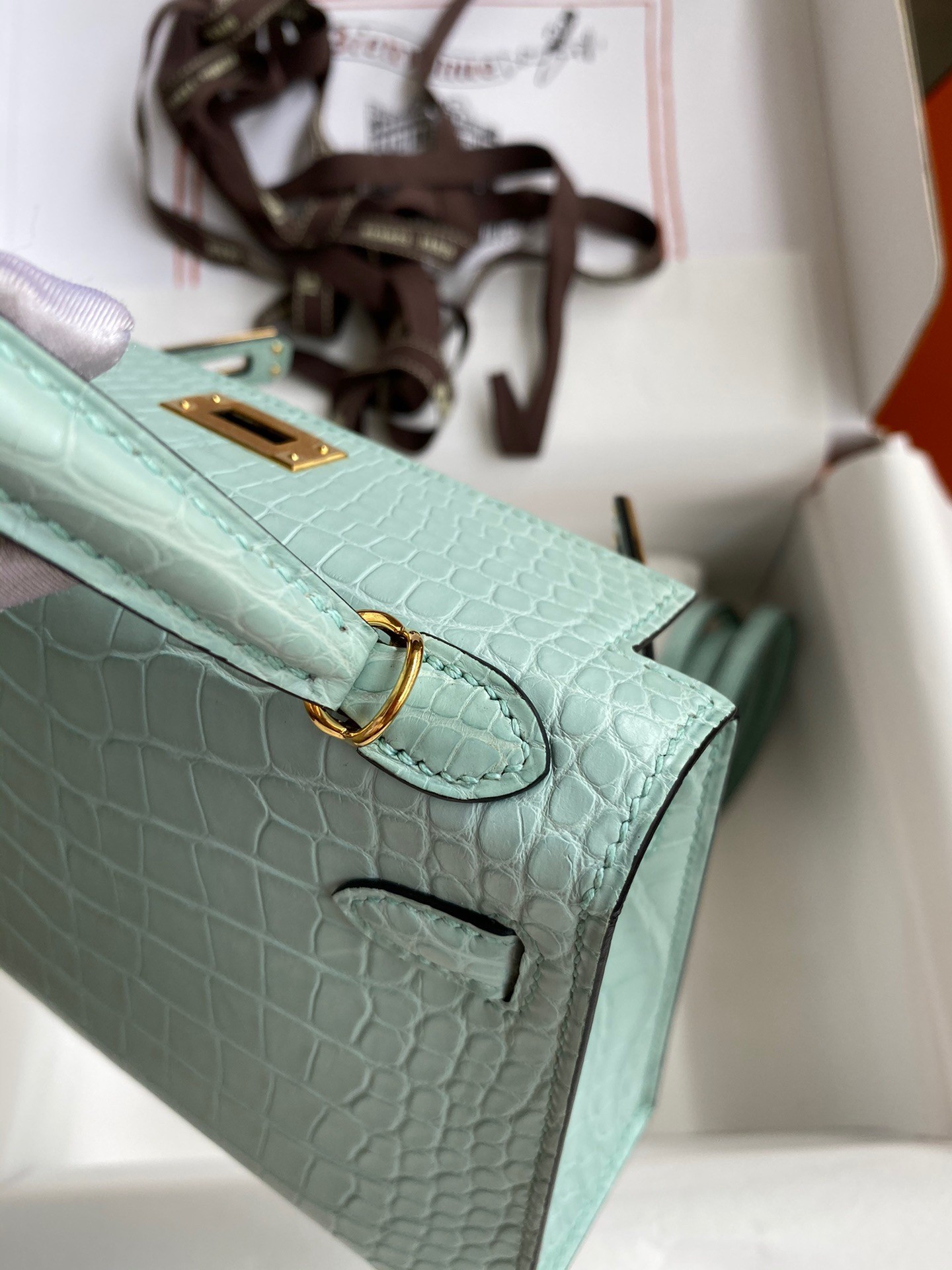 H**mes kelly mini ii sellier handmade bag in vert d