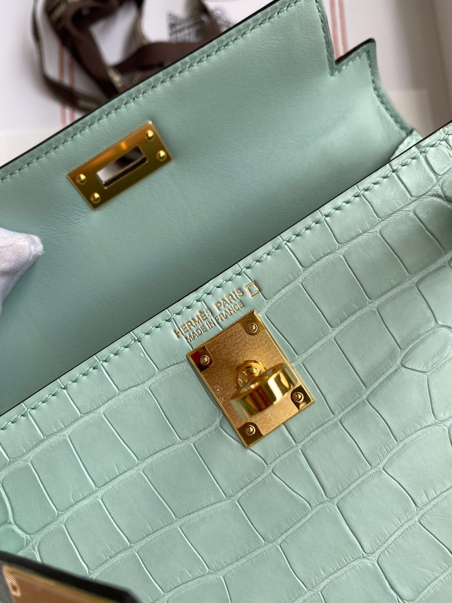 H**mes kelly mini ii sellier handmade bag in vert d