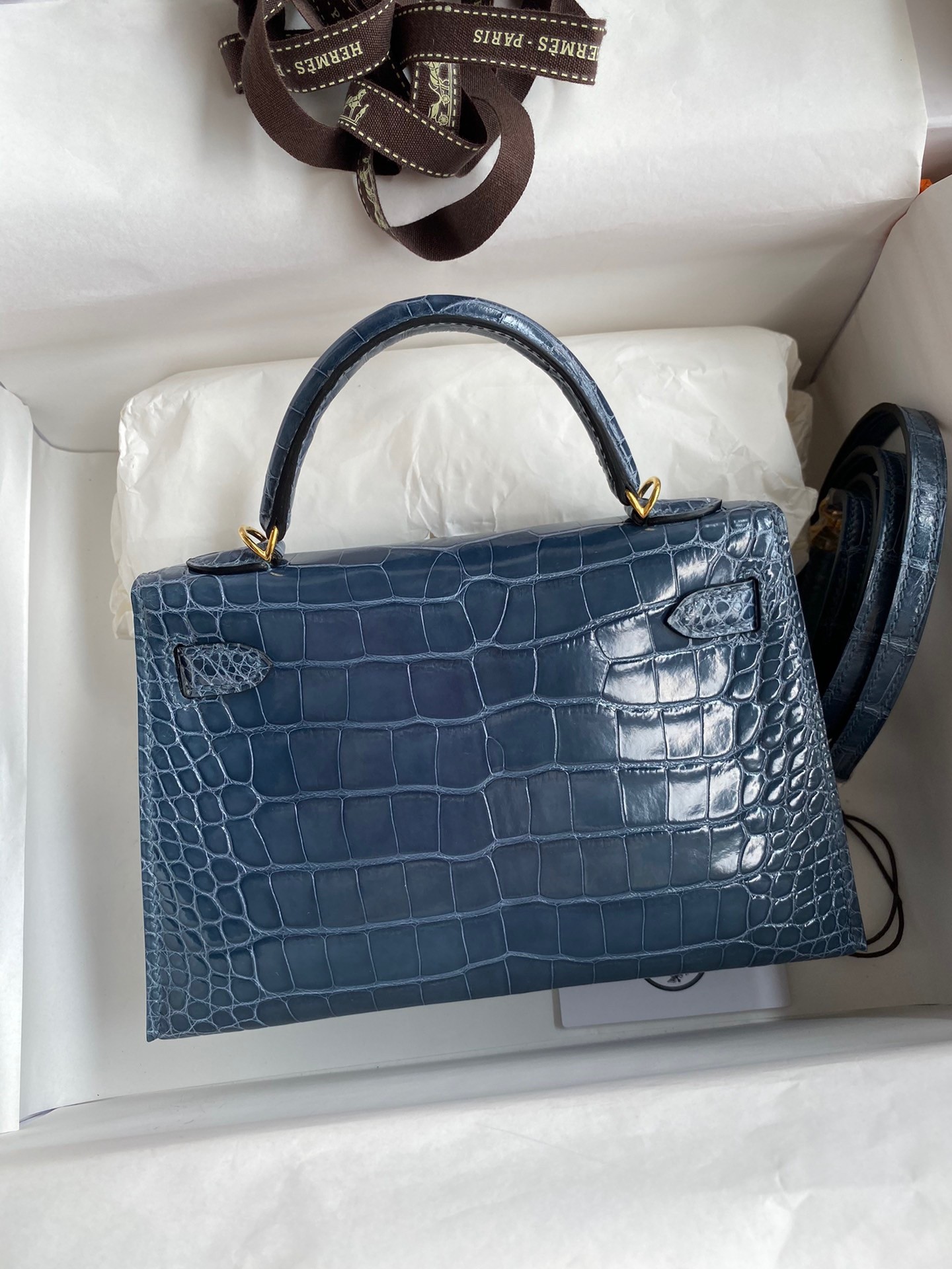H**mes kelly mini ii sellier handmade bag in colvert shiny alligator leather