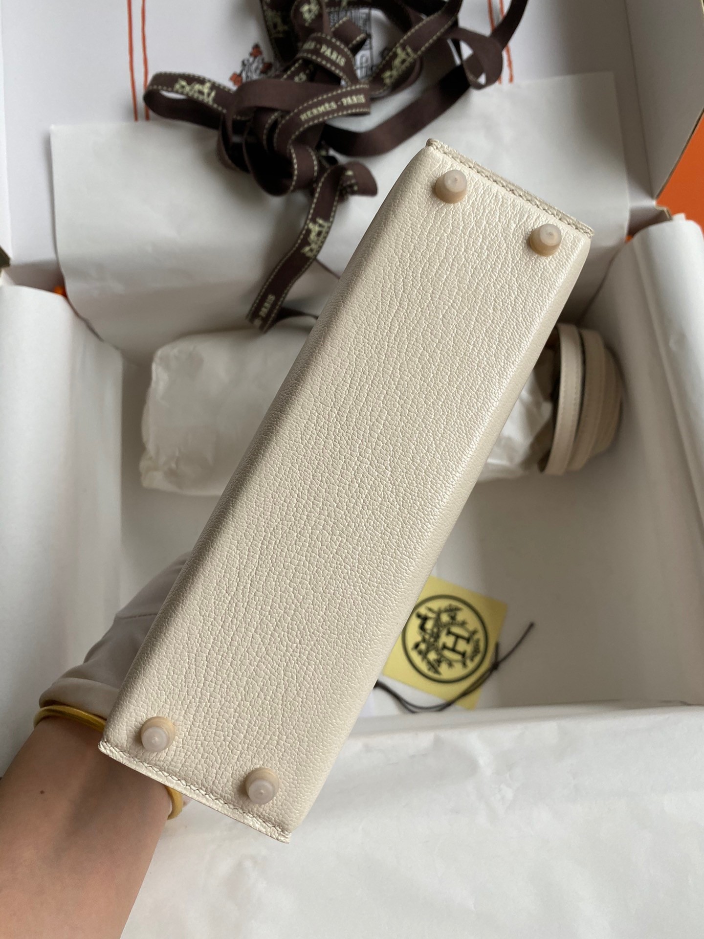 H**mes kelly mini ii sellier handmade bag in nata chevre mysore leather