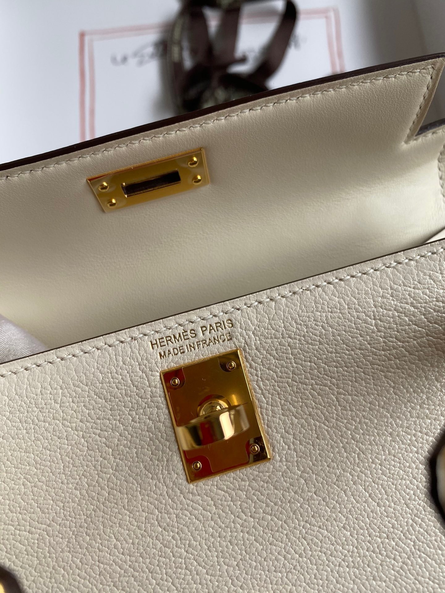 H**mes kelly mini ii sellier handmade bag in nata chevre mysore leather