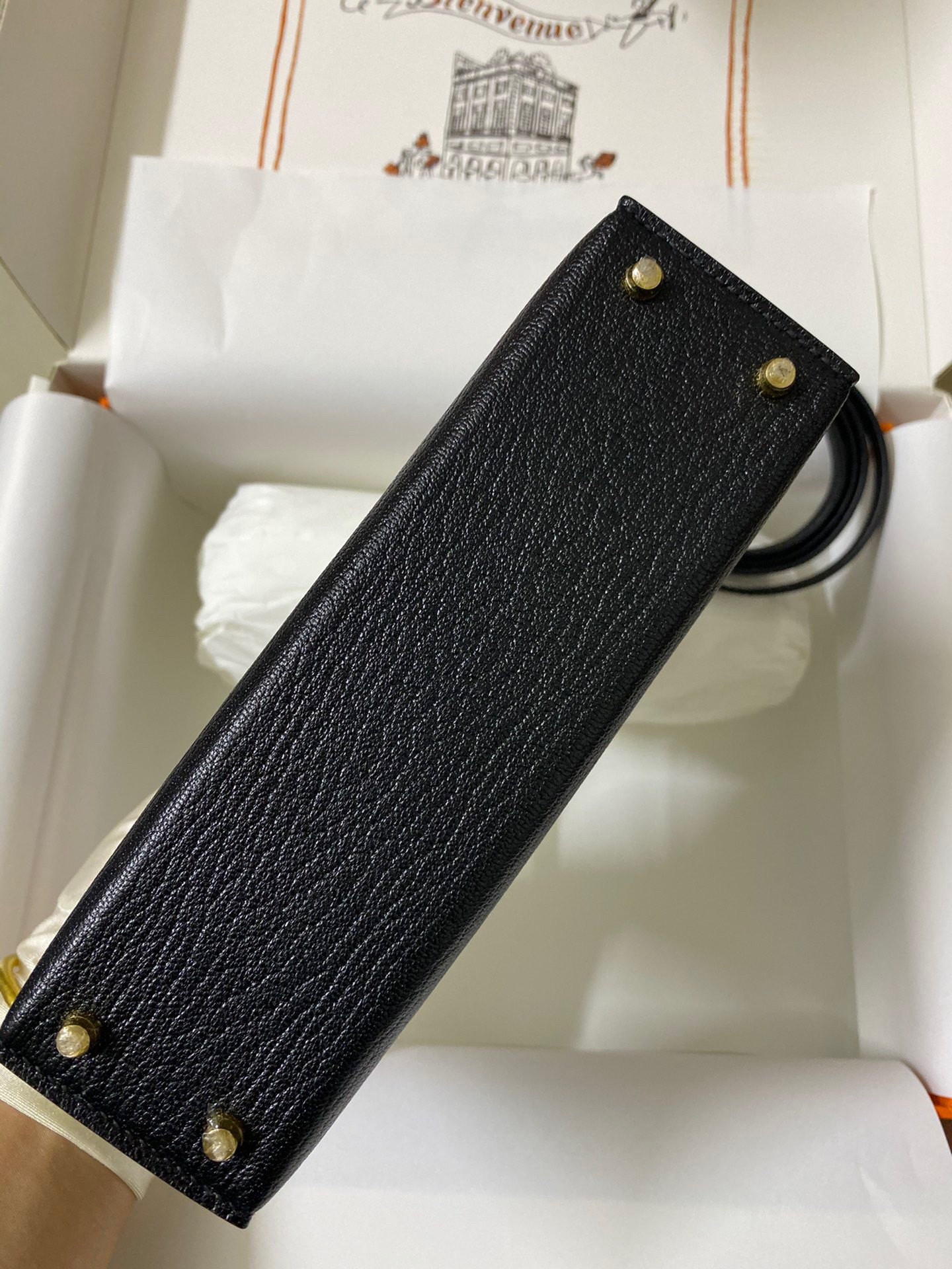 H**mes kelly mini ii sellier handmade bag in black chevre mysore leather