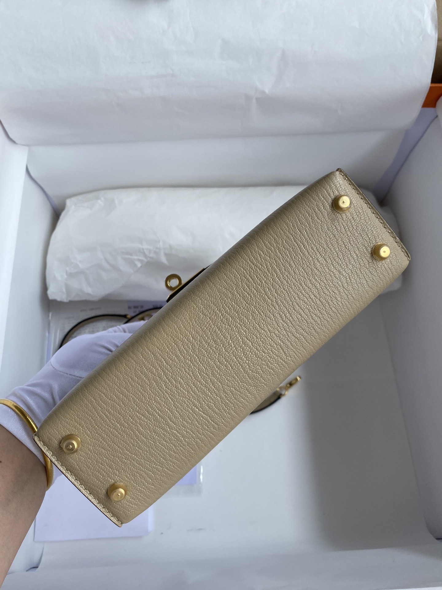H**mes kelly mini ii sellier handmade bag in trench chevre mysore leather