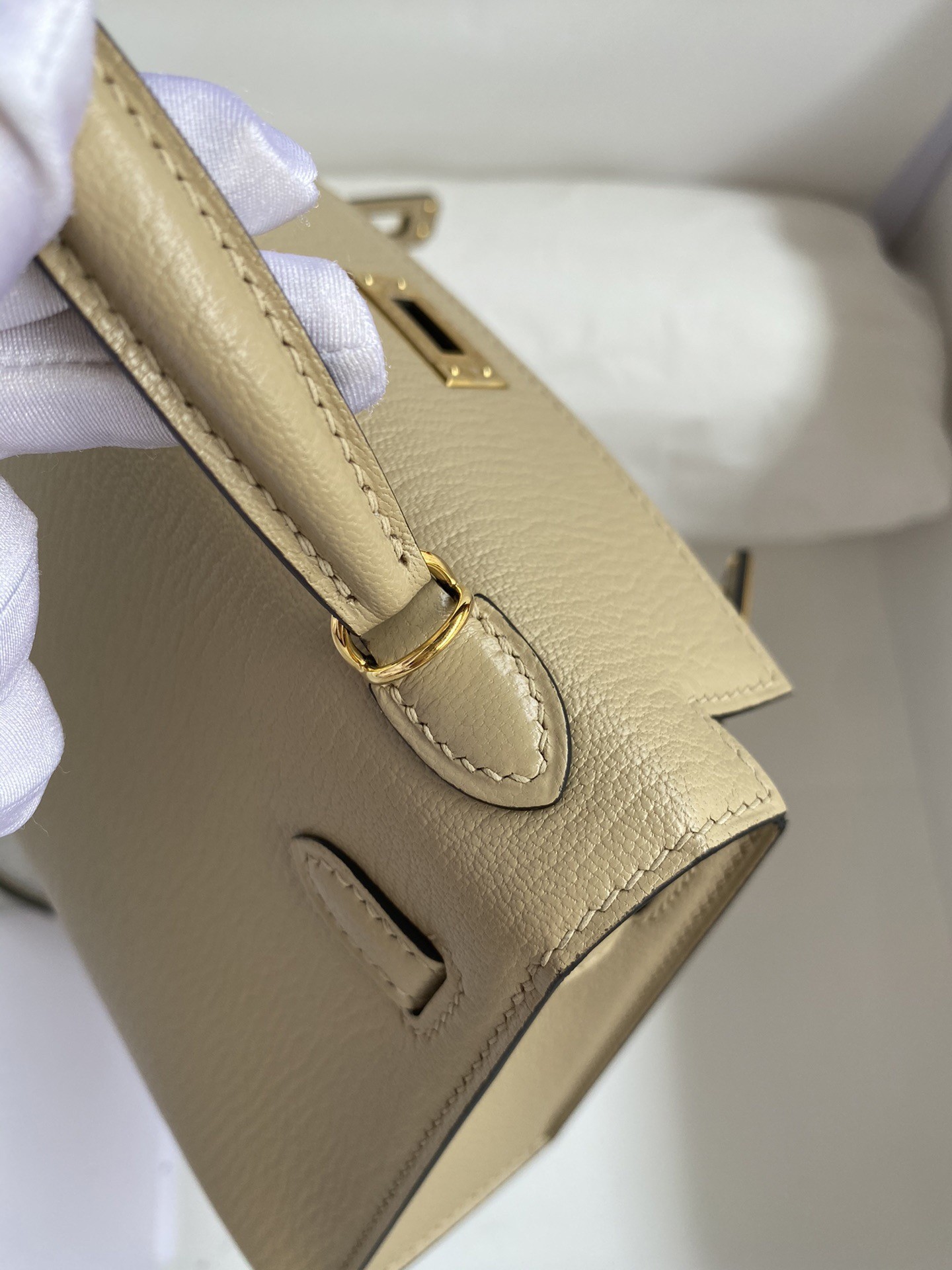 H**mes kelly mini ii sellier handmade bag in trench chevre mysore leather