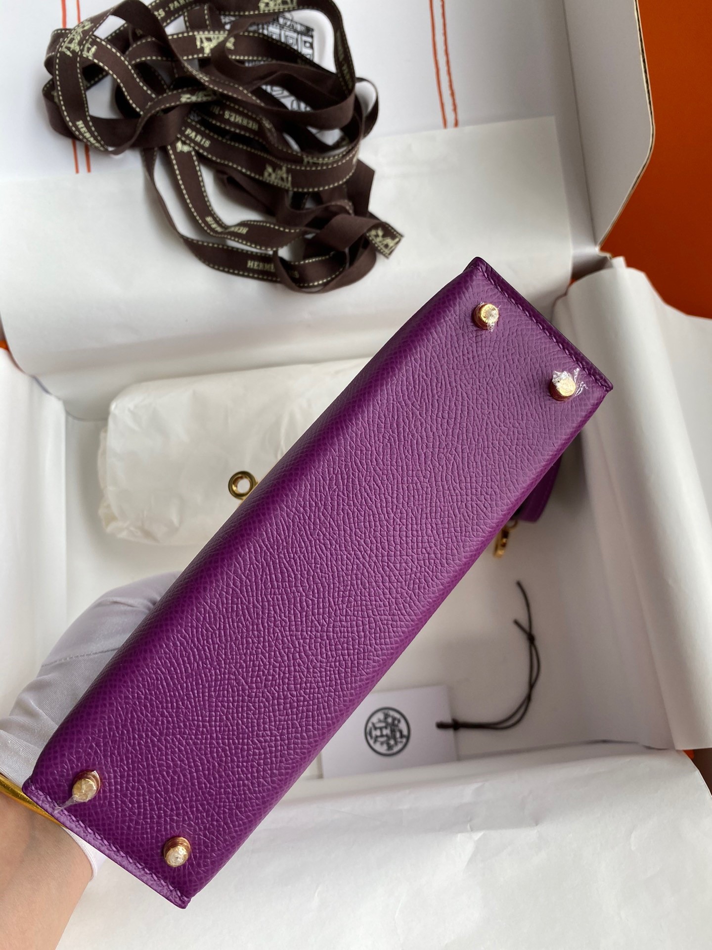 H**mes kelly mini ii sellier handmade bag in anemone epsom calfskin