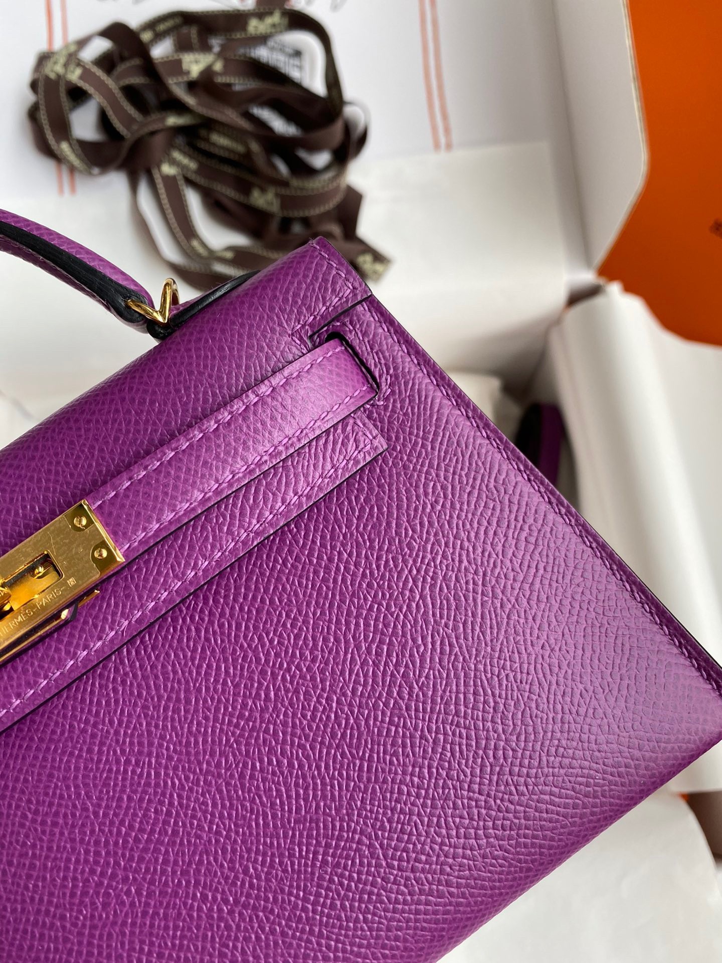 H**mes kelly mini ii sellier handmade bag in anemone epsom calfskin