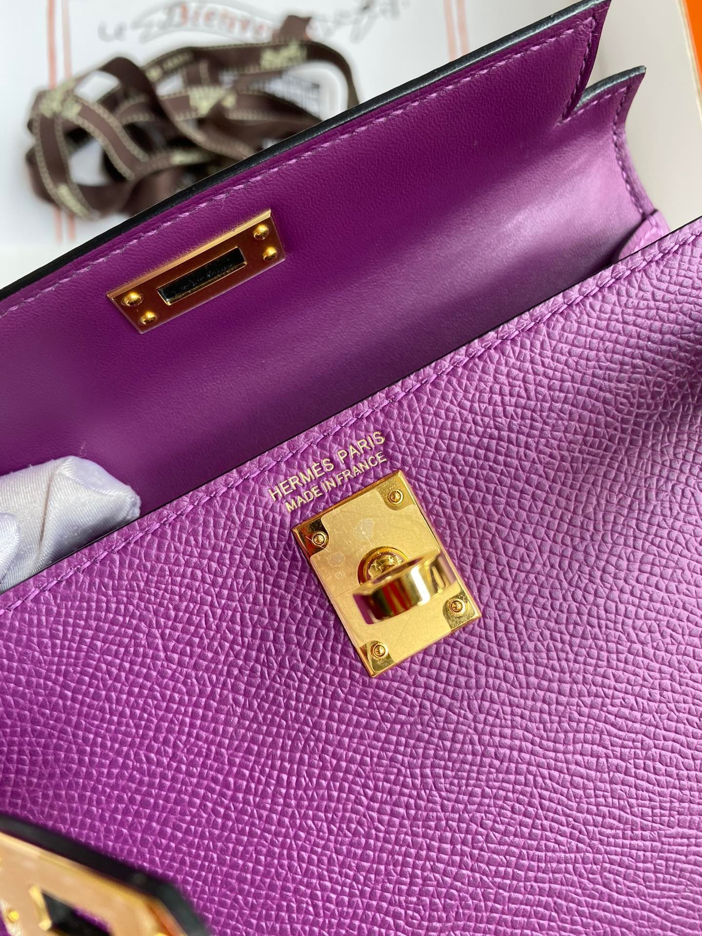 H**mes kelly mini ii sellier handmade bag in anemone epsom calfskin