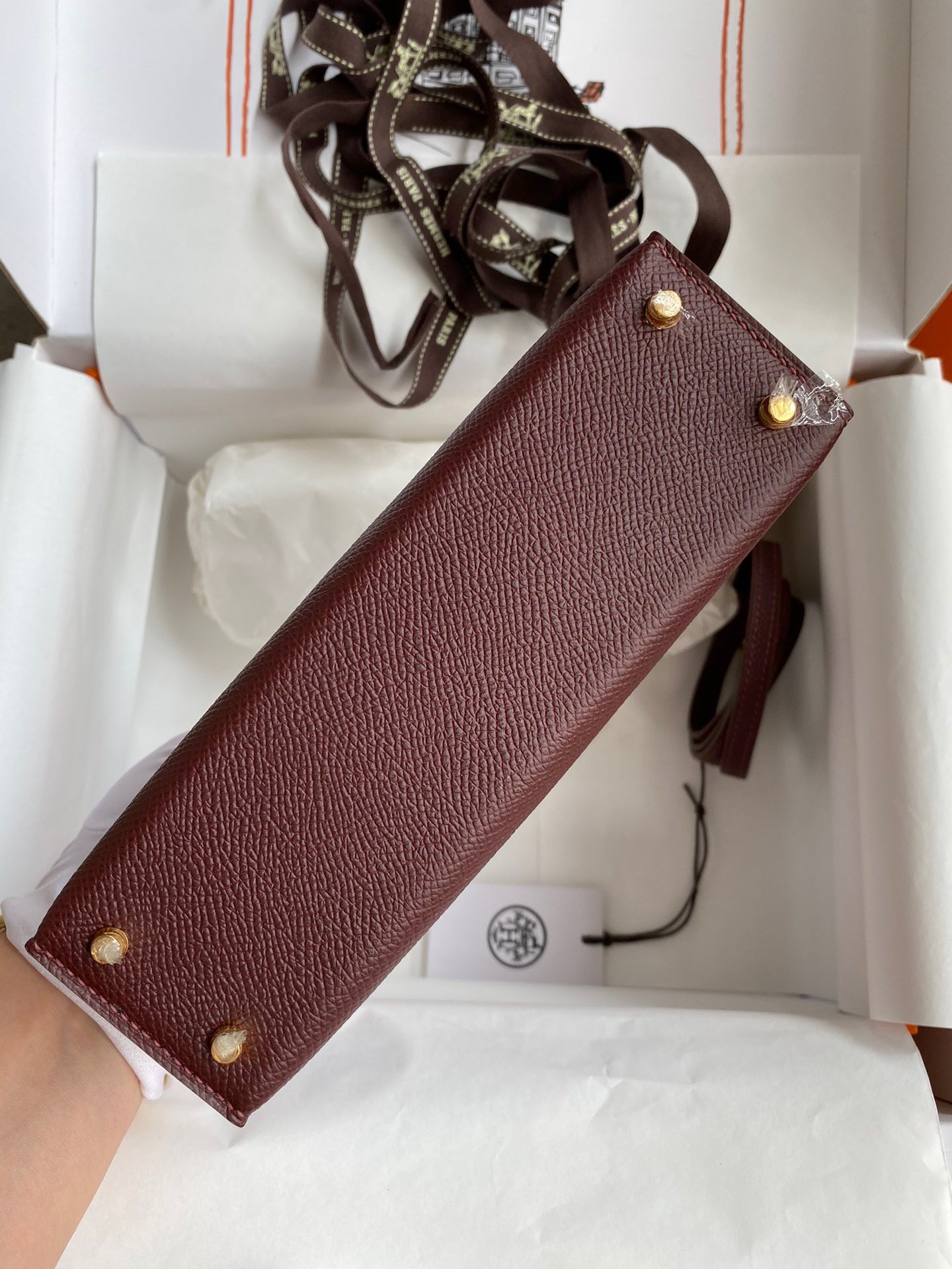 H**mes kelly mini ii sellier handmade bag in bordeaux epsom calfskin