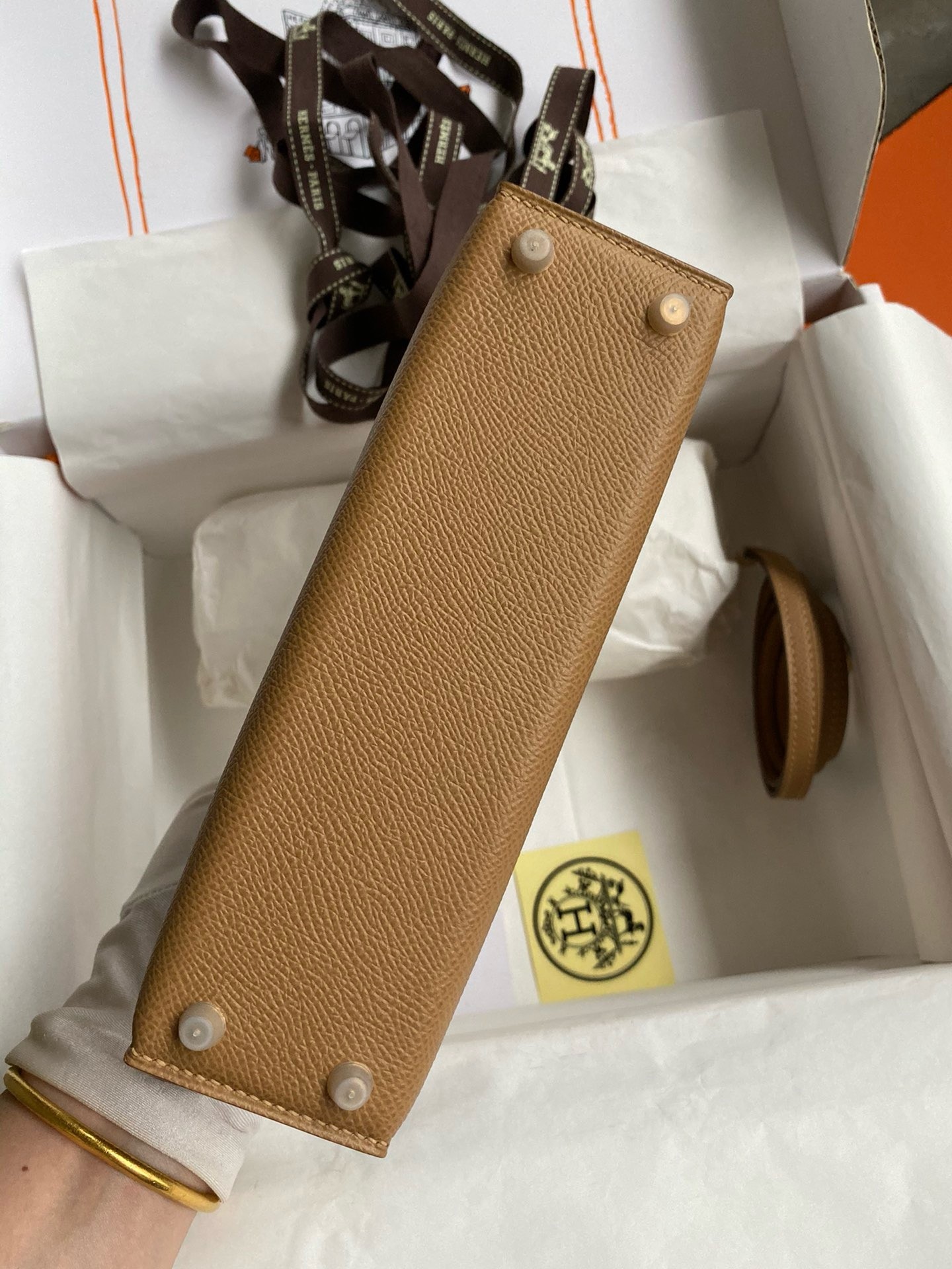 H**mes kelly mini ii sellier handmade bag in chai epsom calfskin