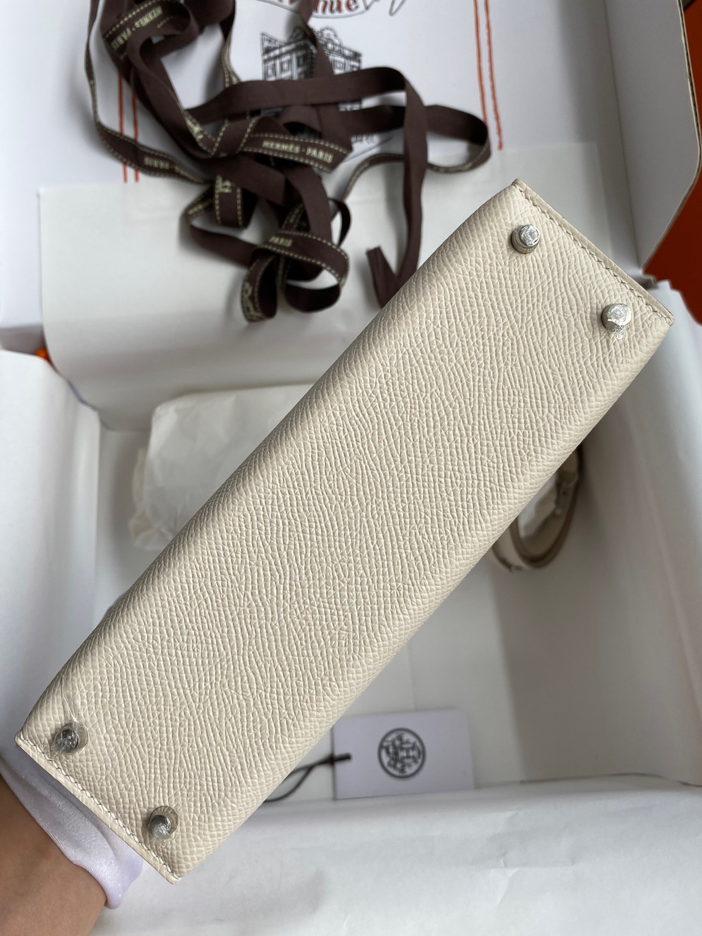 H**mes kelly mini ii sellier handmade bag in craie epsom calfskin