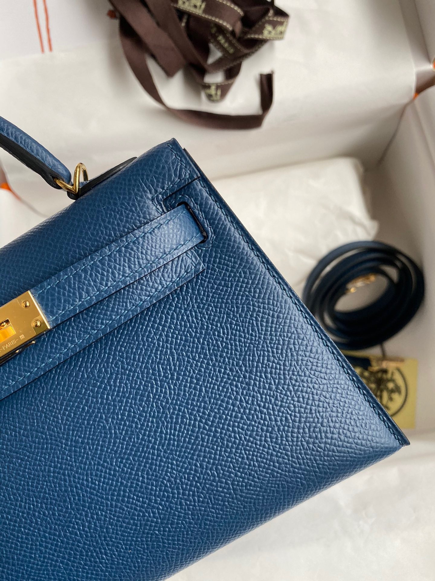 H**mes kelly mini ii sellier handmade bag in deep blue epsom calfskin