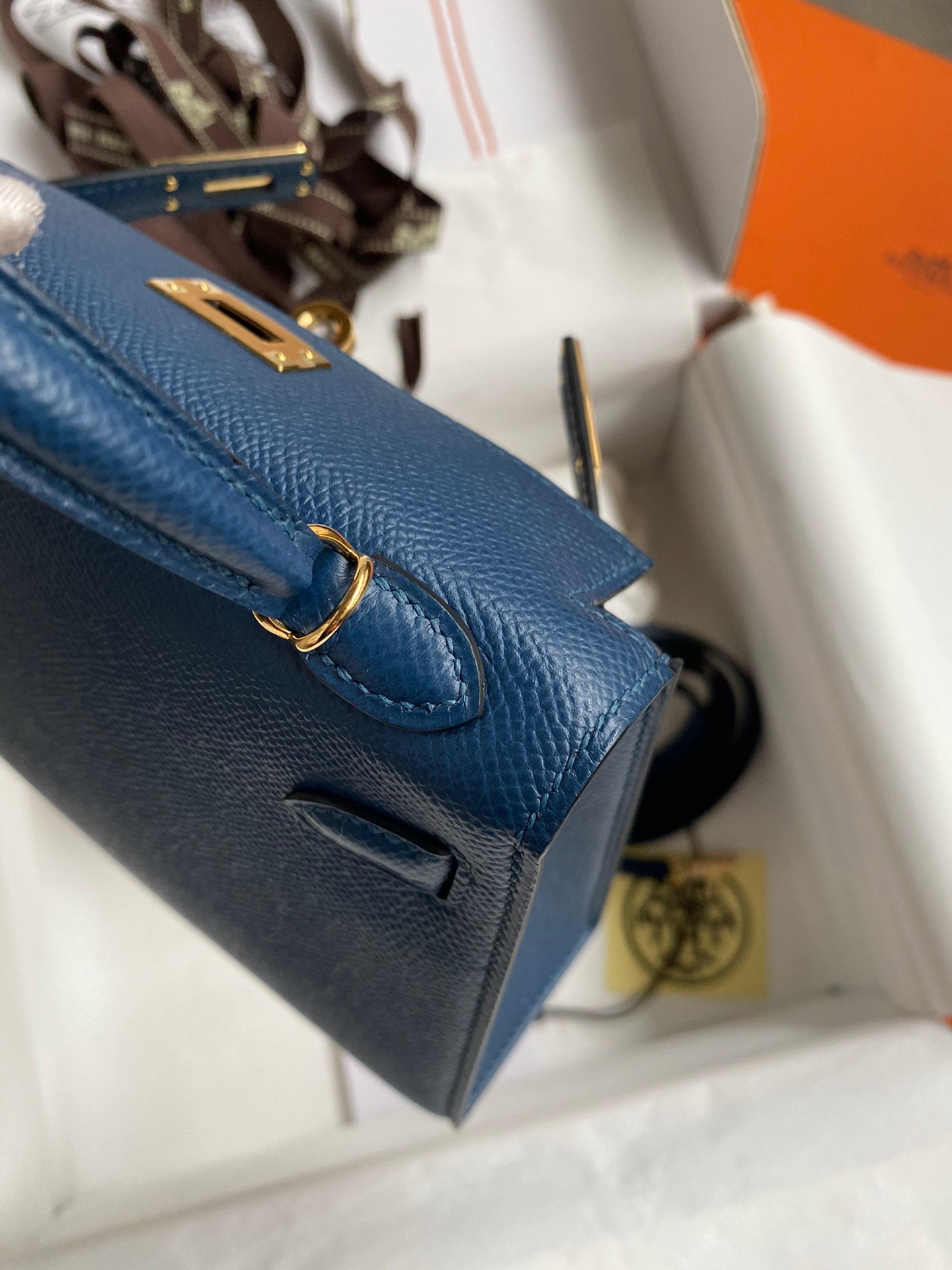 H**mes kelly mini ii sellier handmade bag in deep blue epsom calfskin