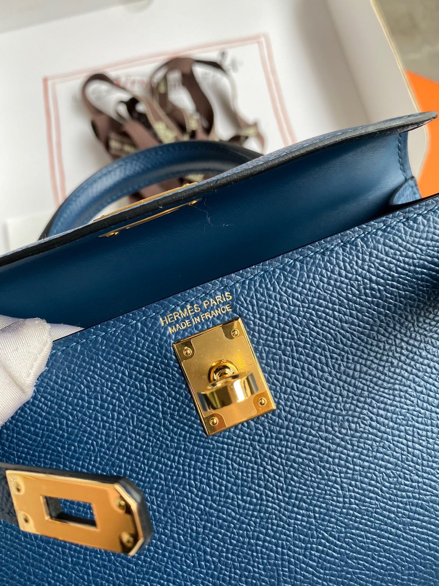 H**mes kelly mini ii sellier handmade bag in deep blue epsom calfskin