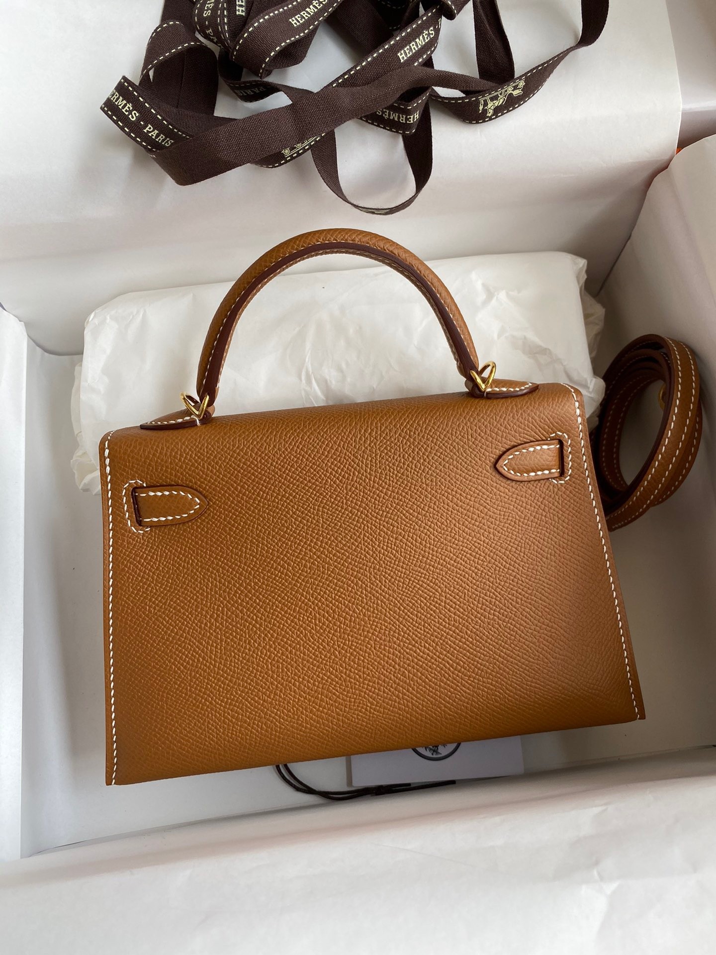 H**mes kelly mini ii sellier handmade bag in gold epsom calfskin
