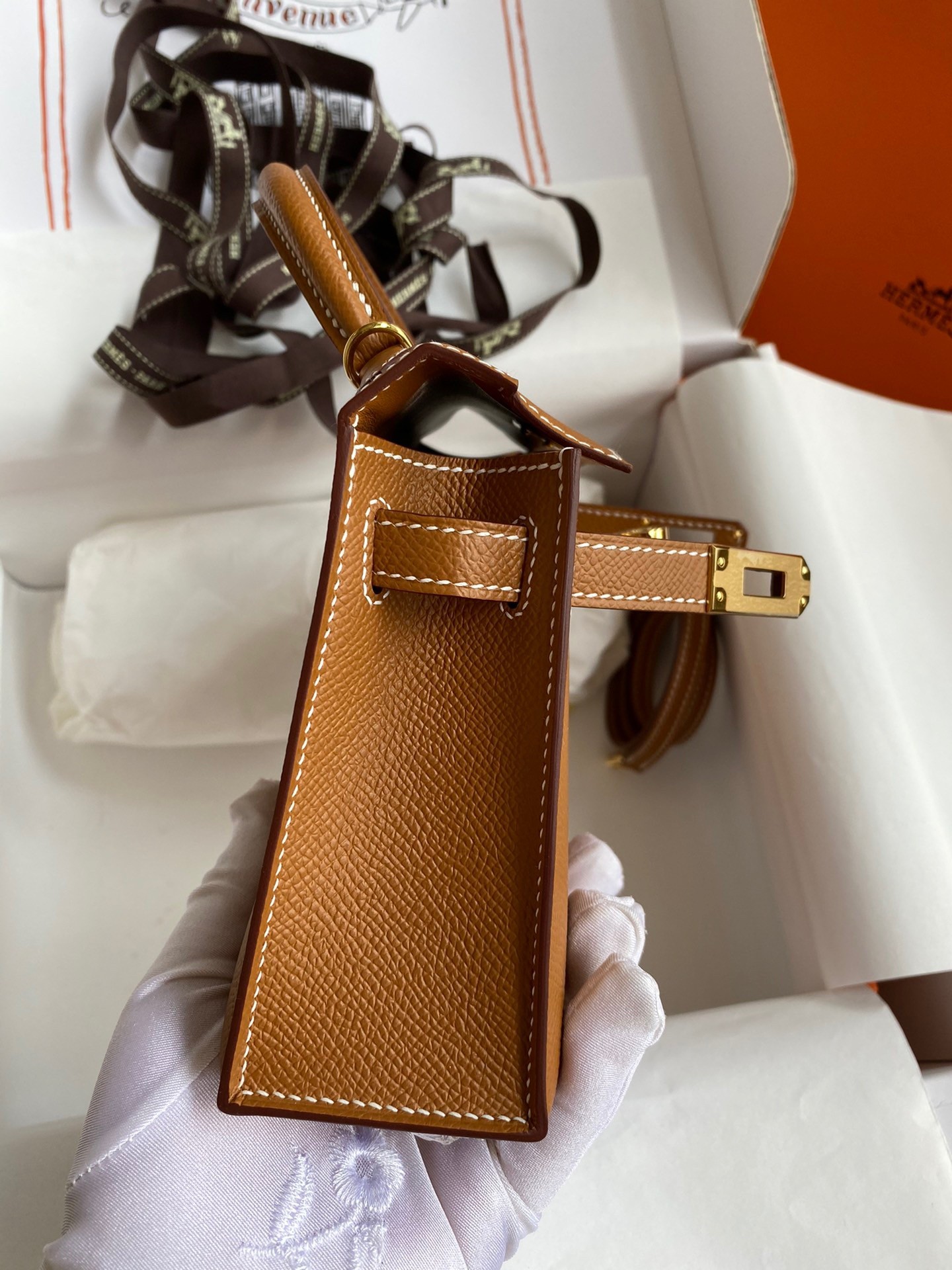H**mes kelly mini ii sellier handmade bag in gold epsom calfskin