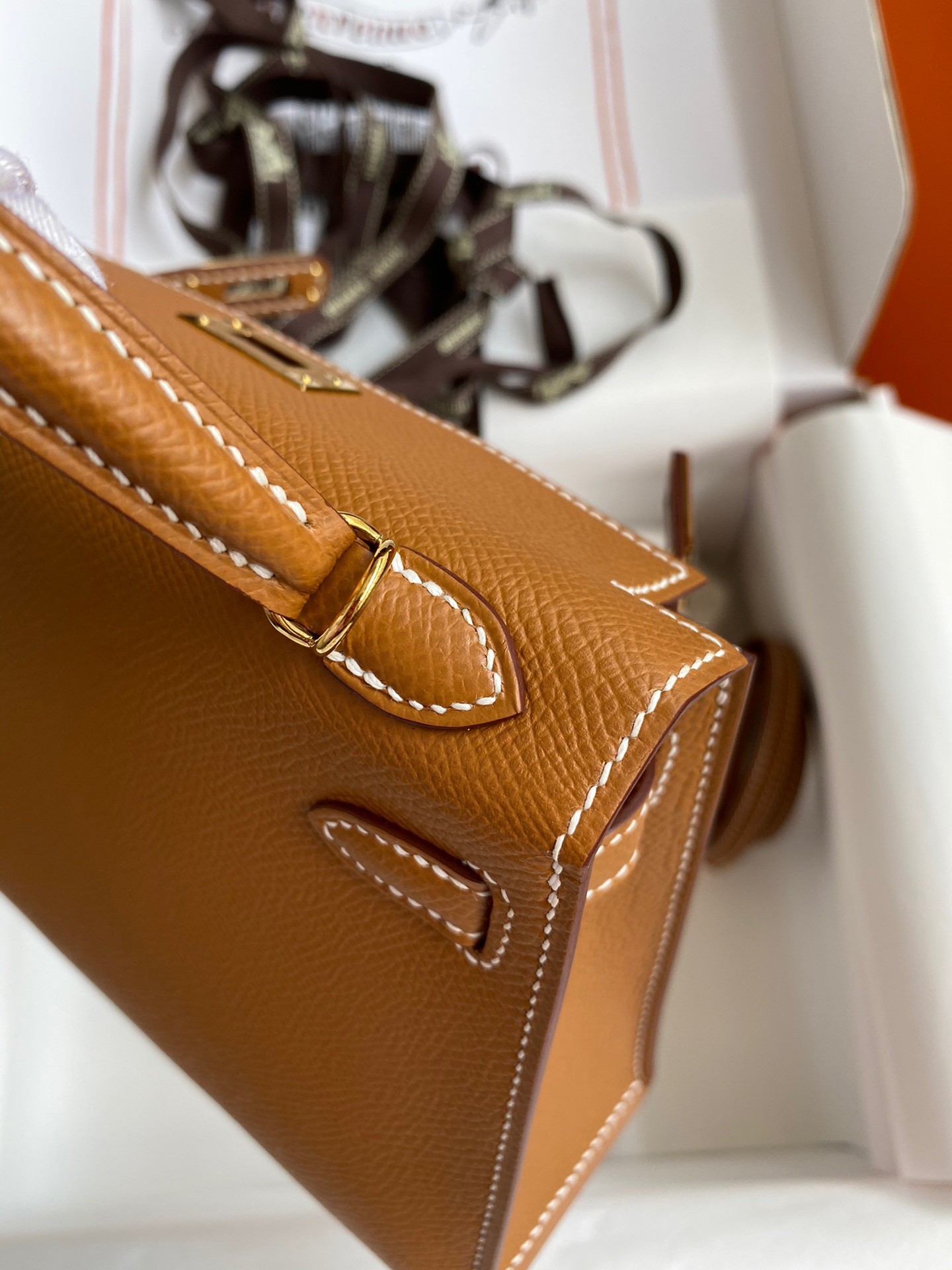 H**mes kelly mini ii sellier handmade bag in gold epsom calfskin