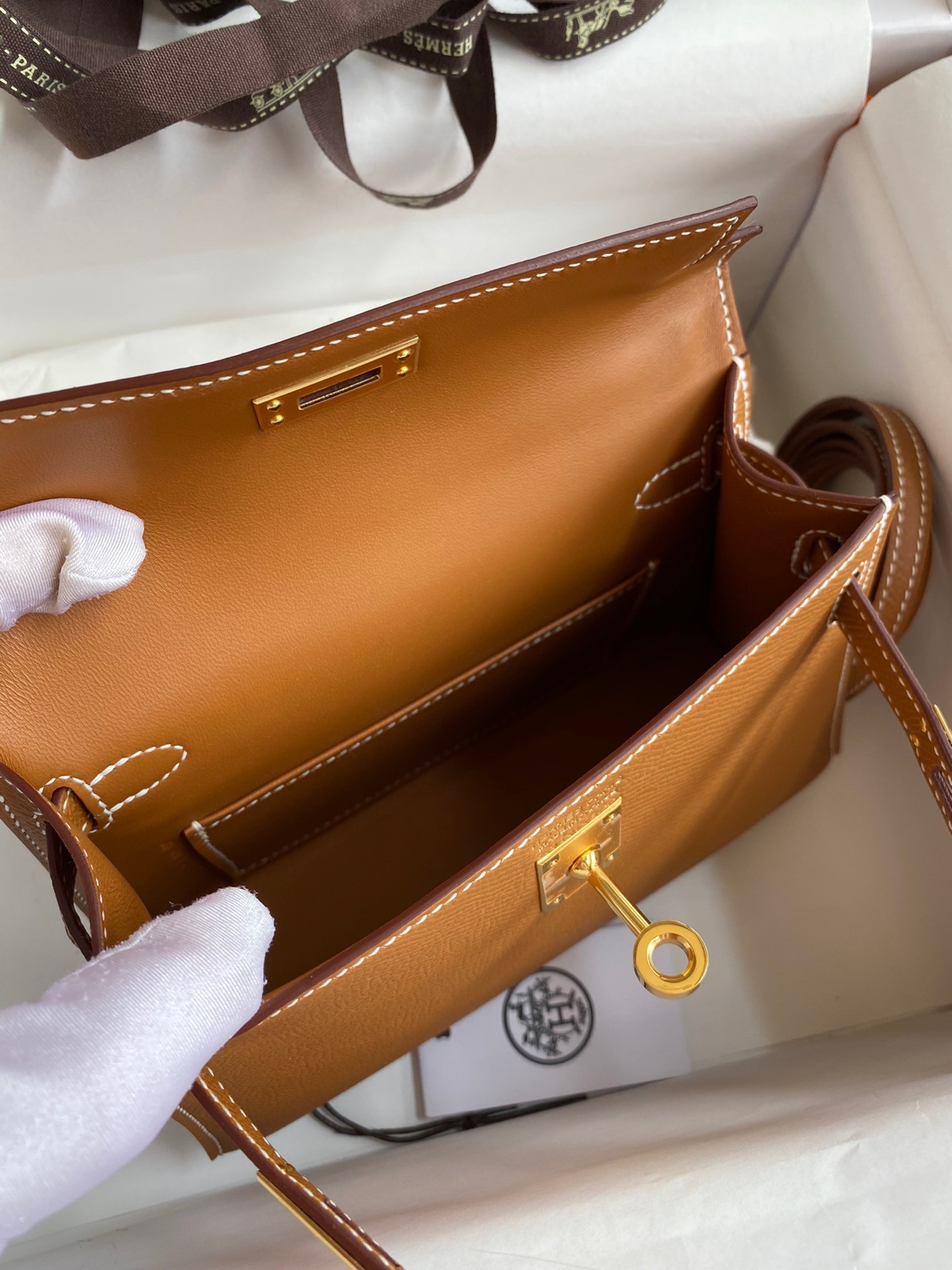 H**mes kelly mini ii sellier handmade bag in gold epsom calfskin