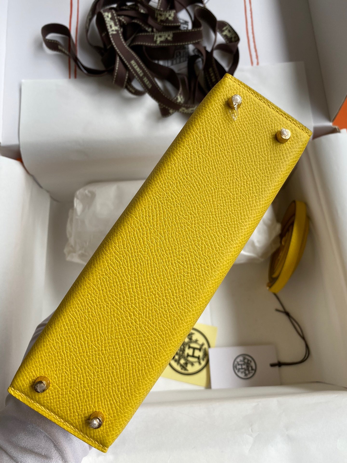 H**mes kelly mini ii sellier handmade bag in jaune de naples epsom calfskin
