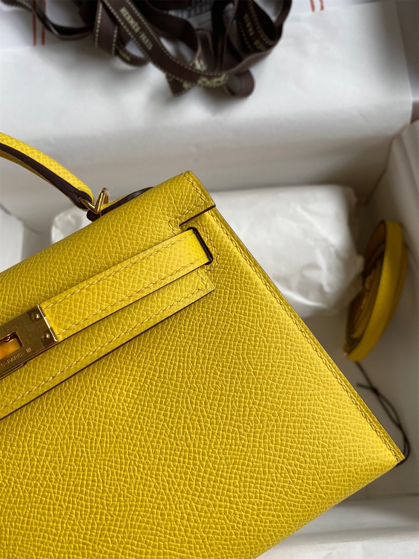 H**mes kelly mini ii sellier handmade bag in jaune de naples epsom calfskin