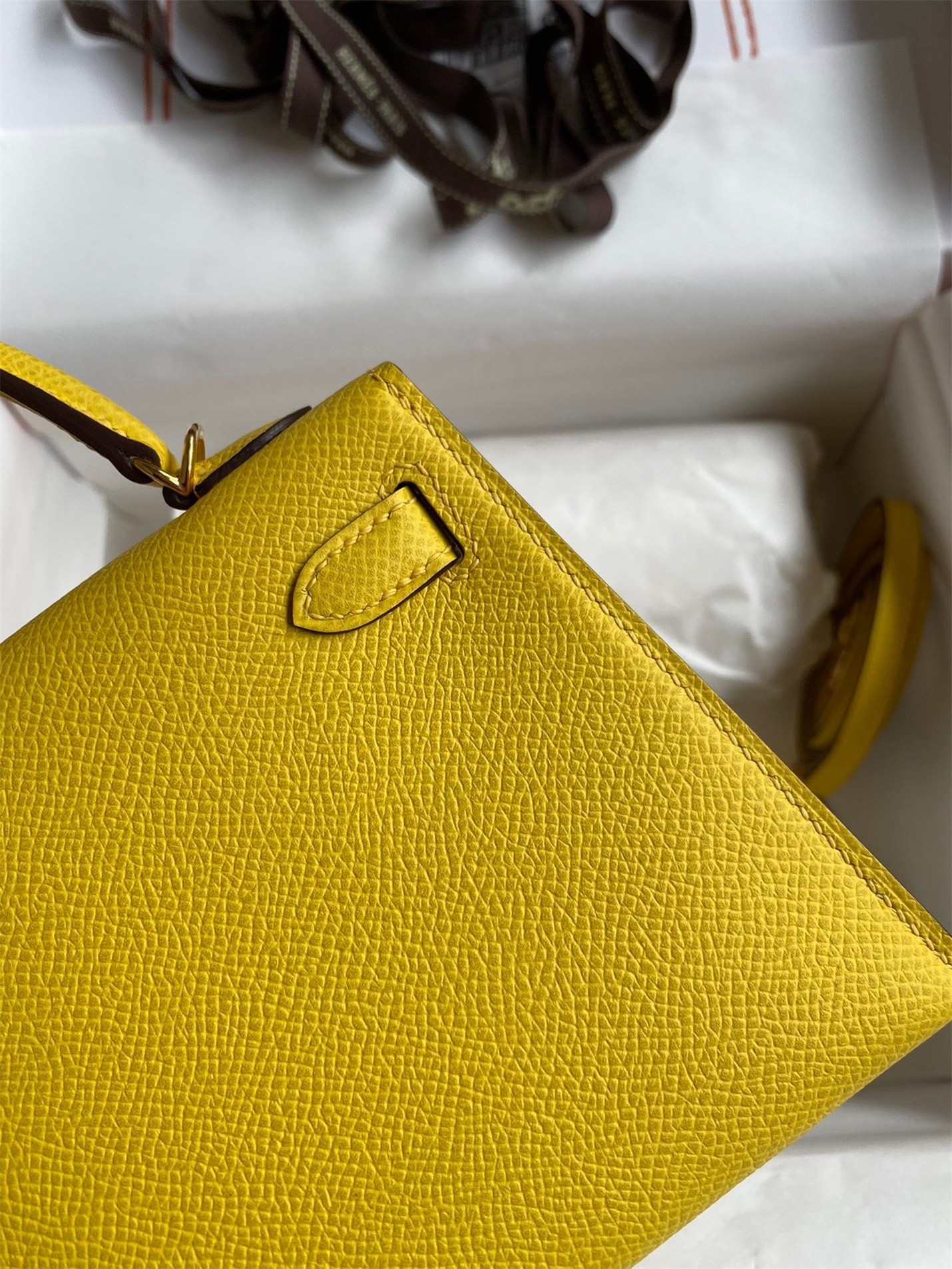 H**mes kelly mini ii sellier handmade bag in jaune de naples epsom calfskin