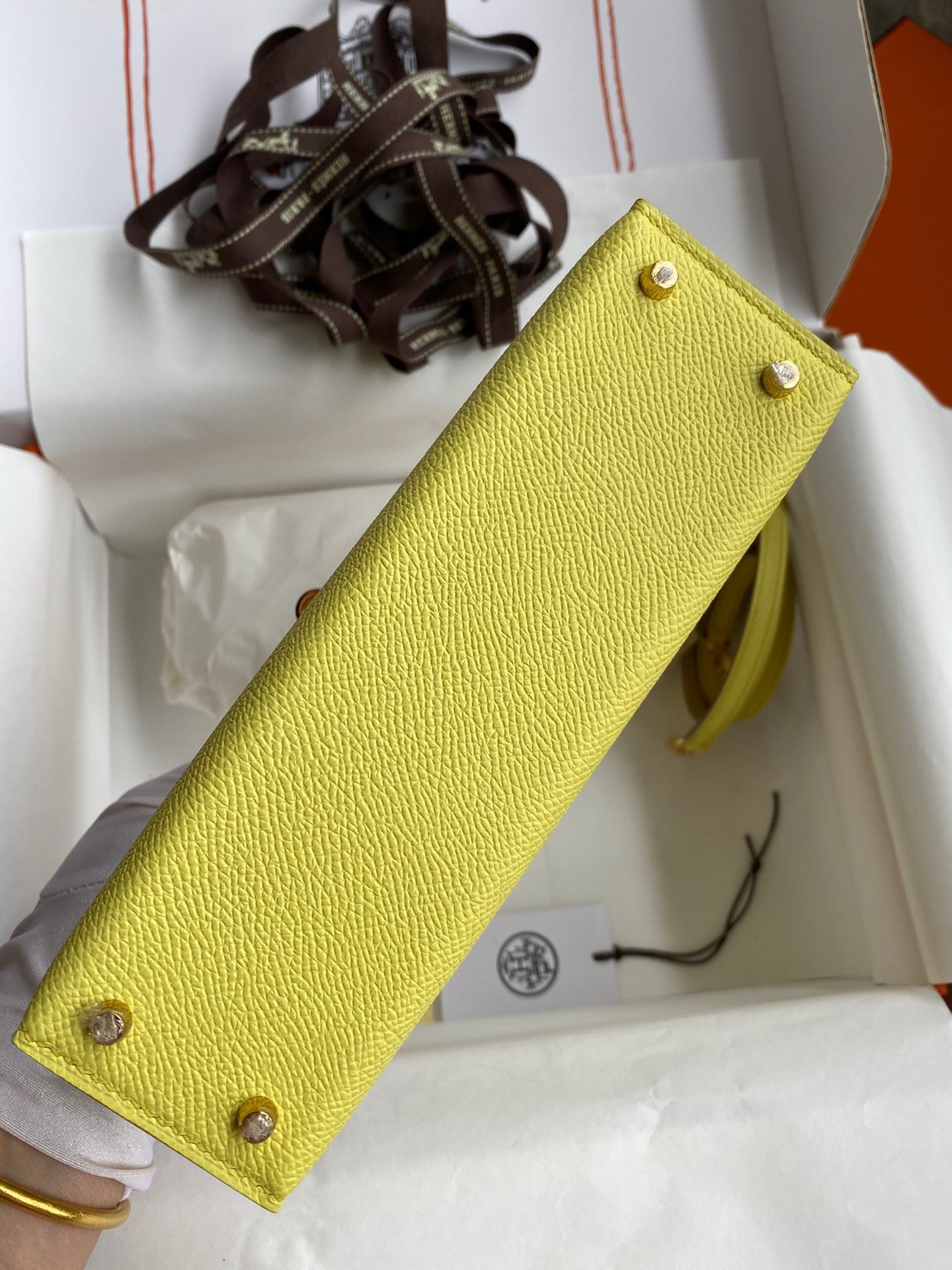 H**mes kelly mini ii sellier handmade bag in lime epsom calfskin