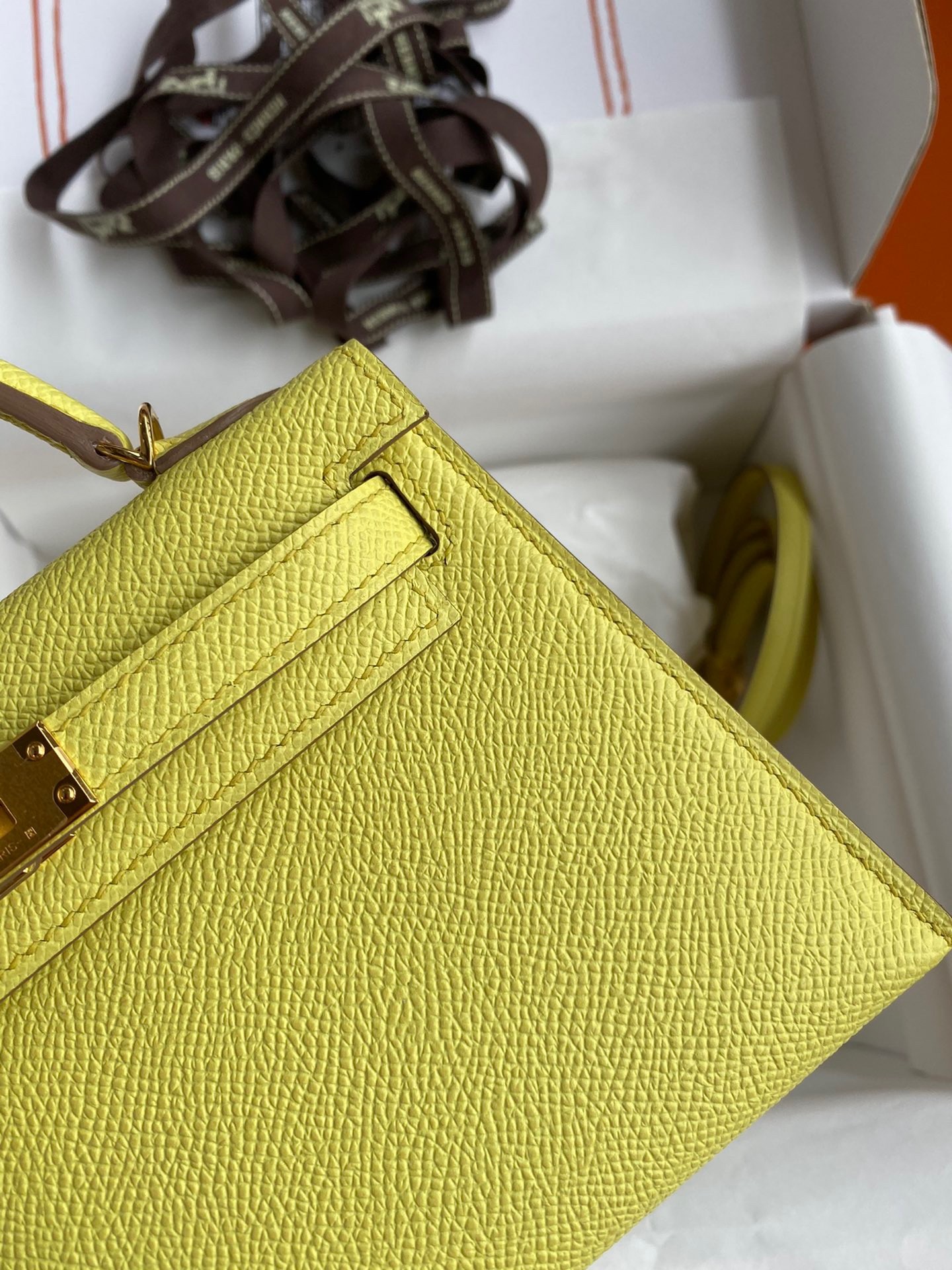 H**mes kelly mini ii sellier handmade bag in lime epsom calfskin