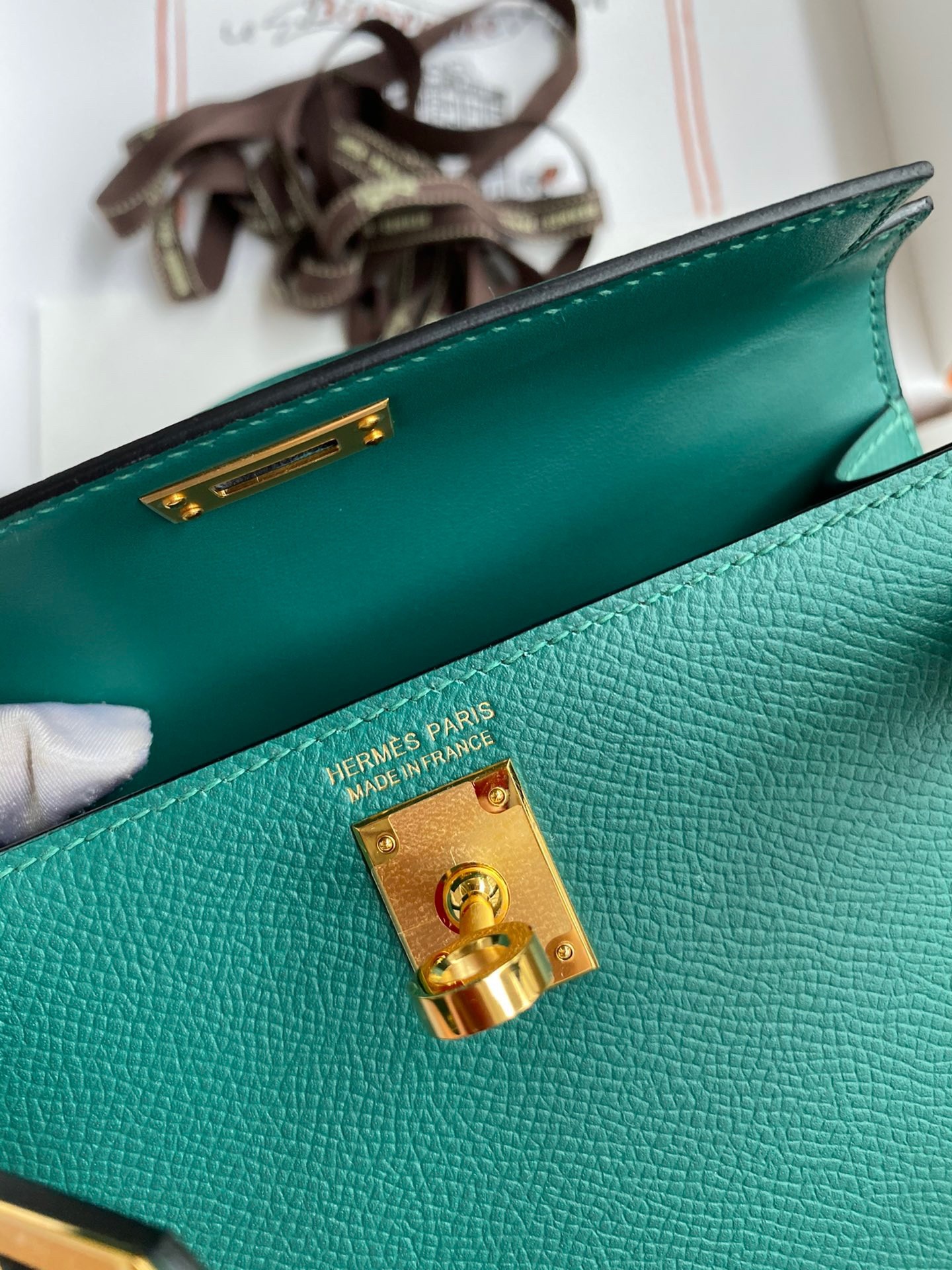 H**mes kelly mini ii sellier handmade bag in malachite epsom calfskin