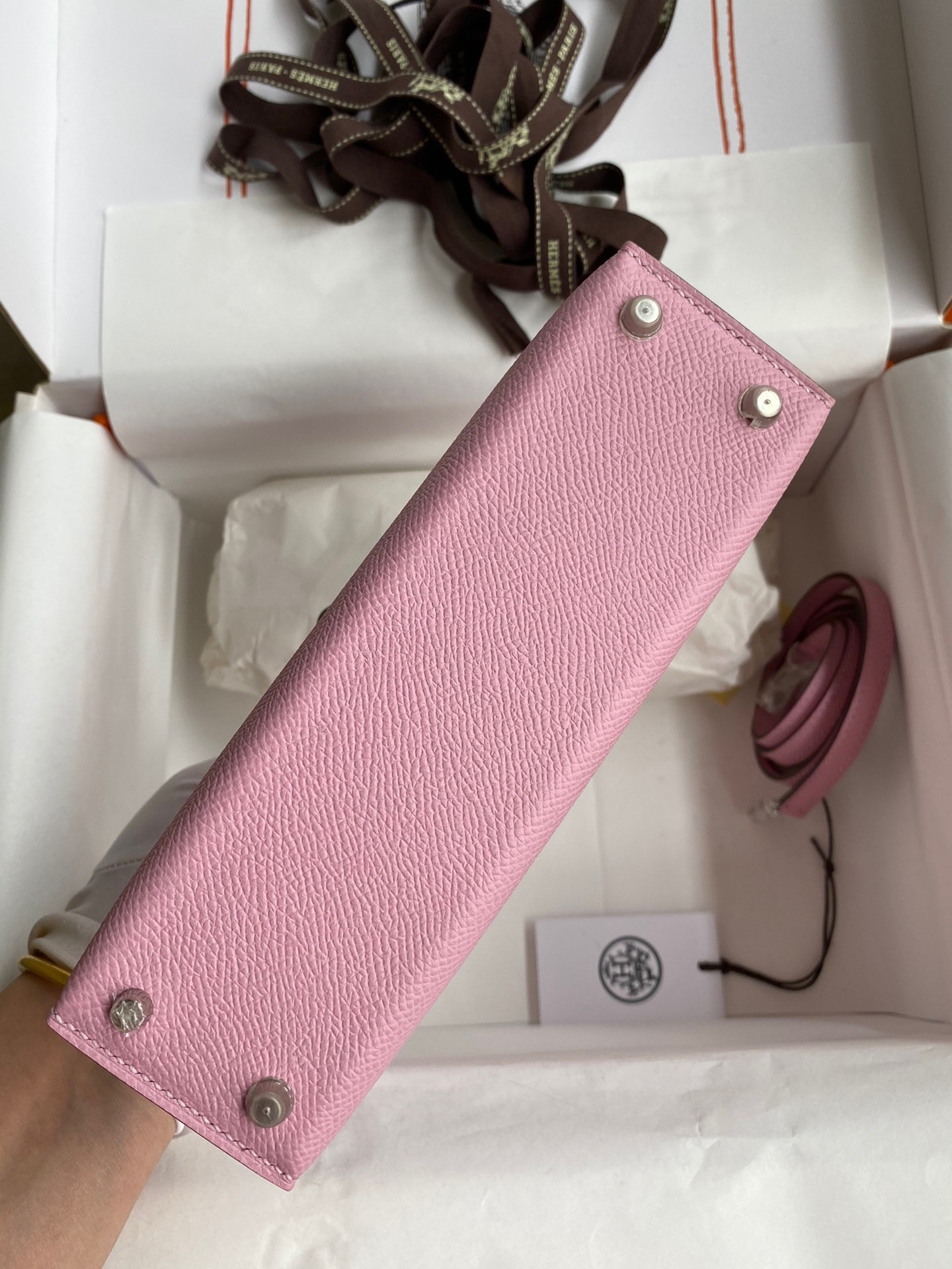 H**mes kelly mini ii sellier handmade bag in mauve sylvestre epsom calfskin