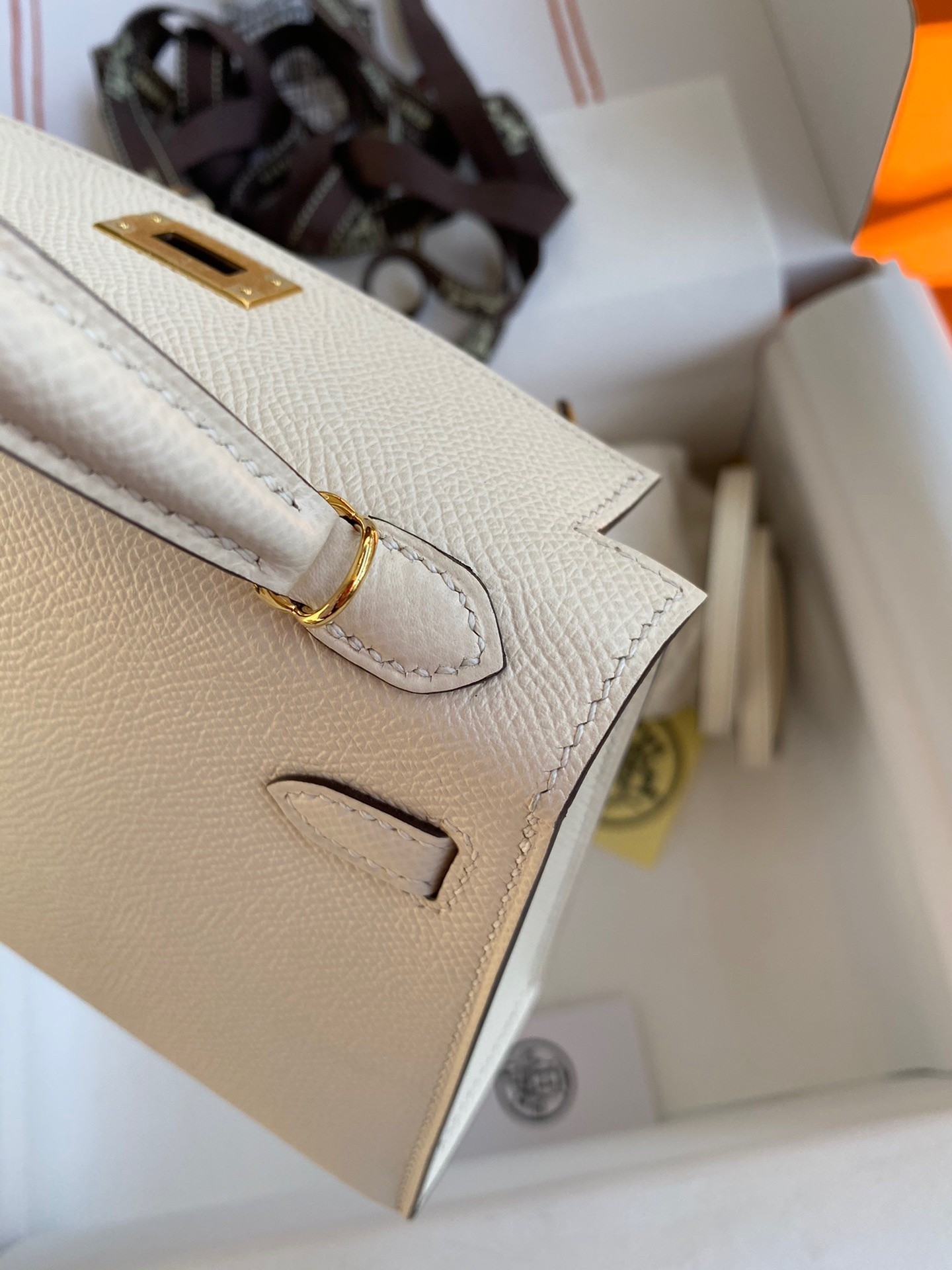 H**mes kelly mini ii sellier handmade bag in nata epsom calfskin