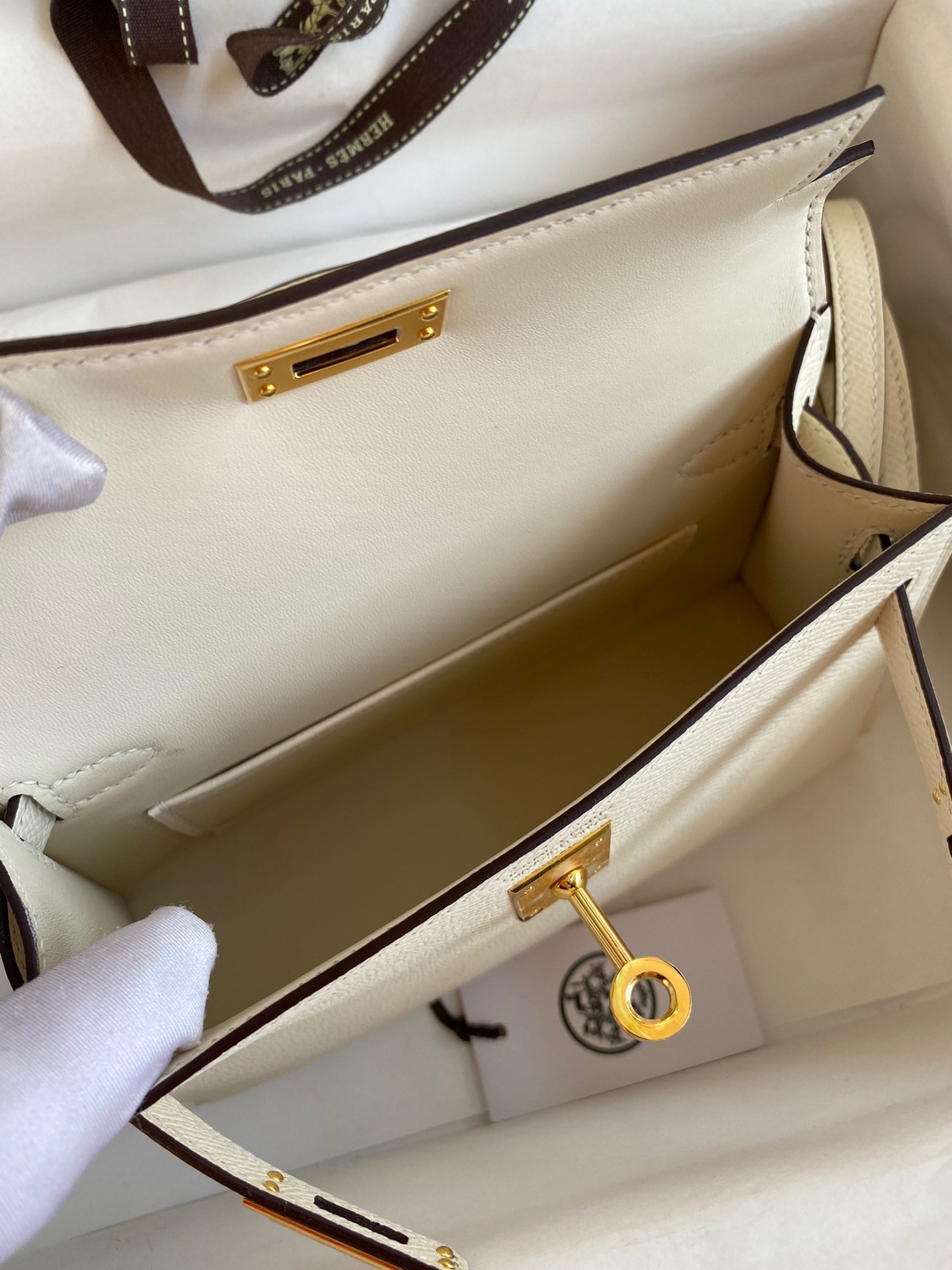 H**mes kelly mini ii sellier handmade bag in nata epsom calfskin