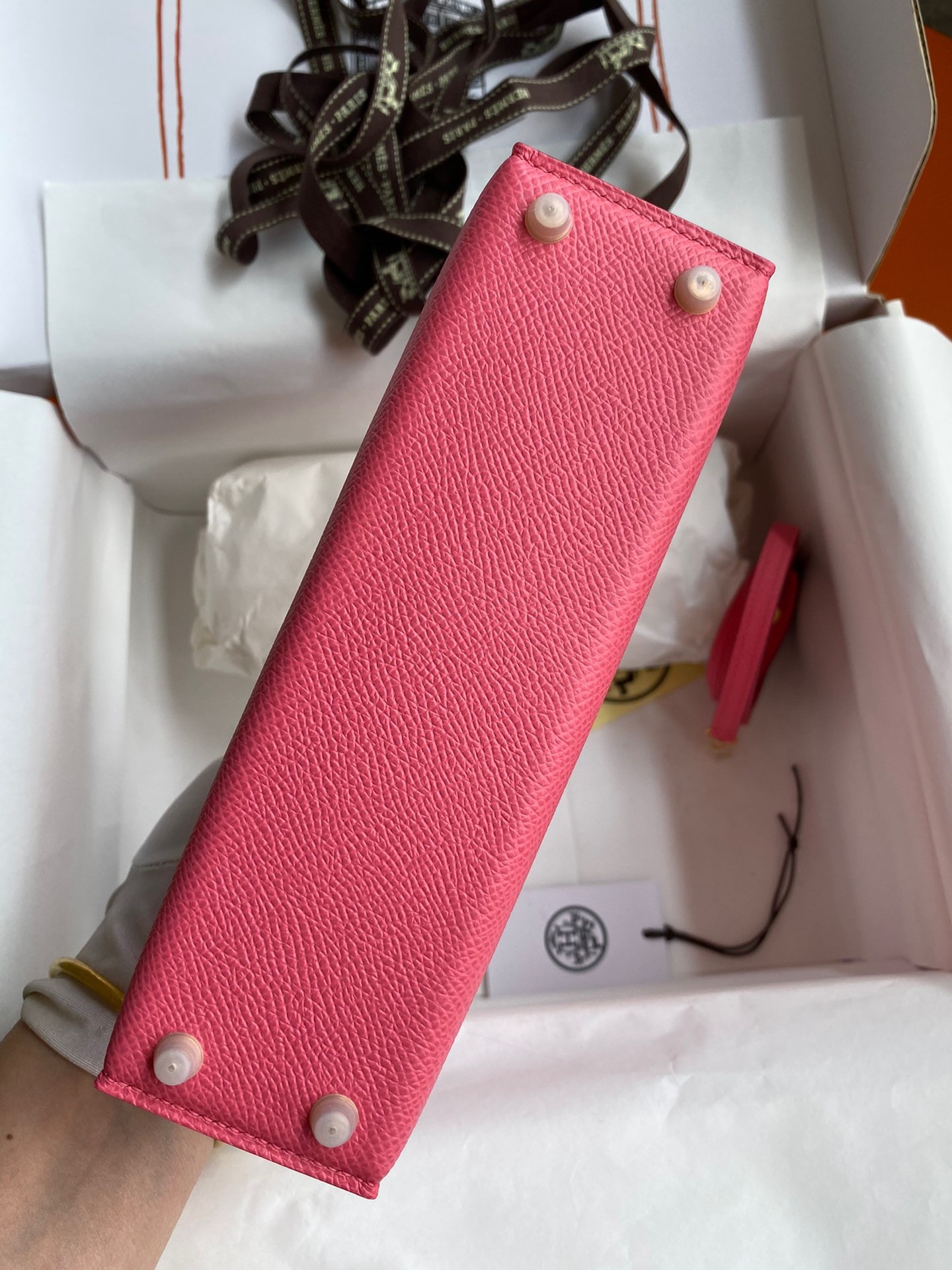 H**mes kelly mini ii sellier handmade bag in rose azalee epsom calfskin