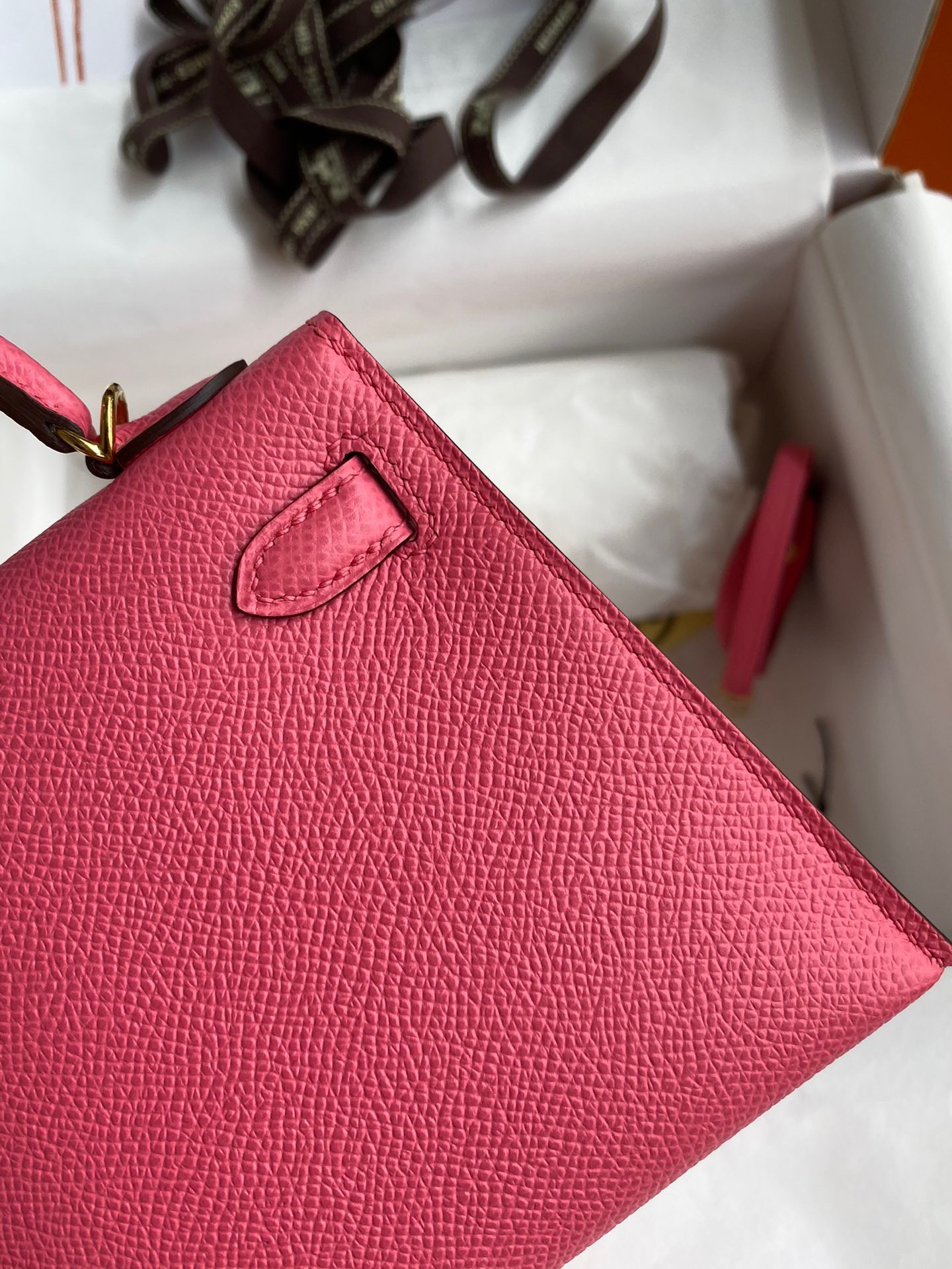 H**mes kelly mini ii sellier handmade bag in rose azalee epsom calfskin