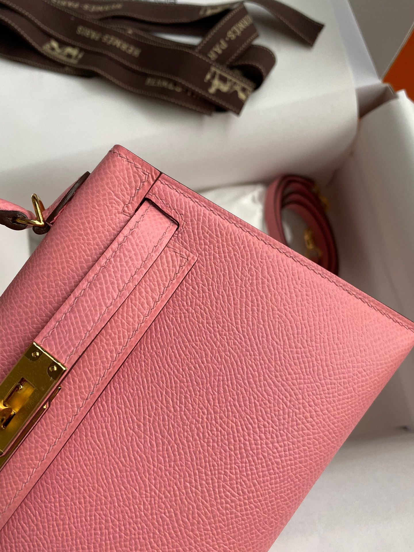 H**mes kelly mini ii sellier handmade bag in rose confetti epsom calfskin