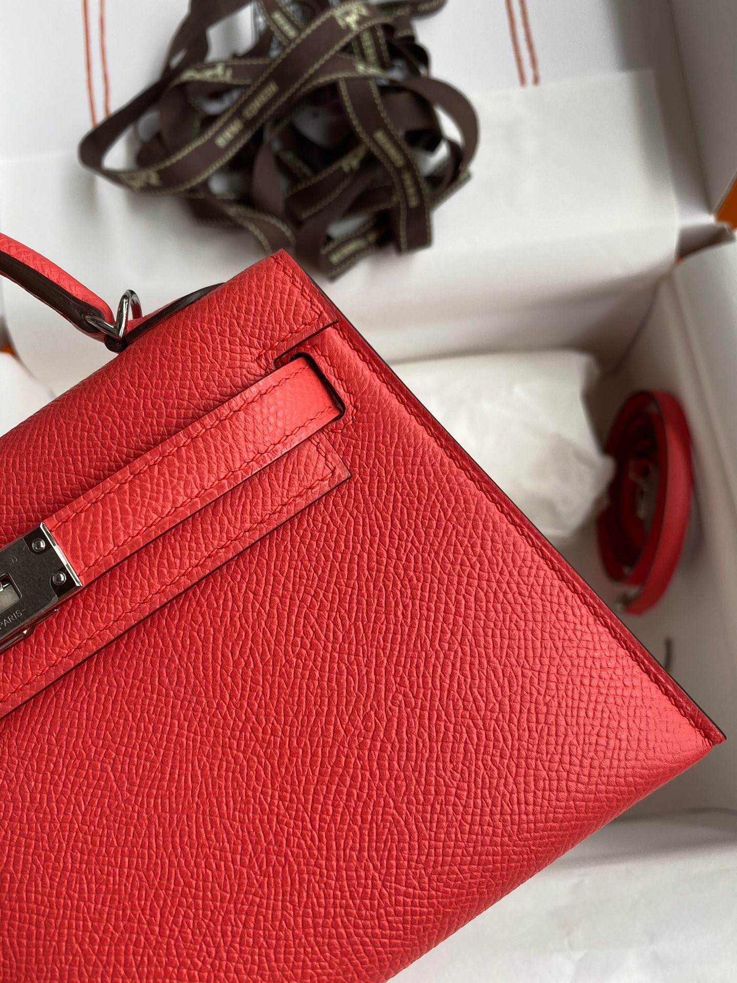 H**mes kelly mini ii sellier handmade bag in piment epsom calfskin