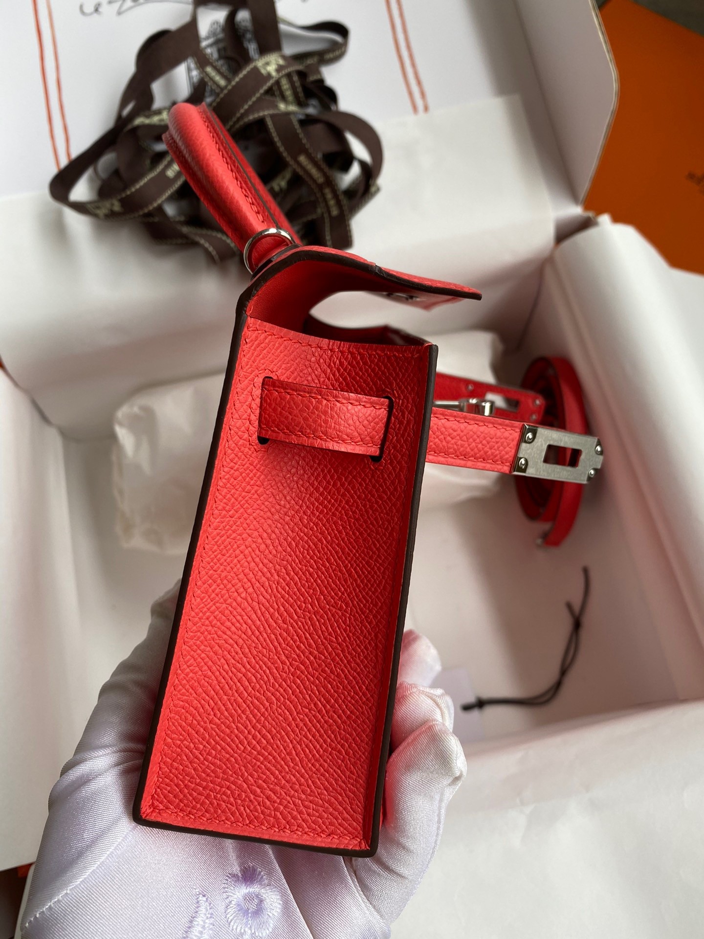 H**mes kelly mini ii sellier handmade bag in piment epsom calfskin