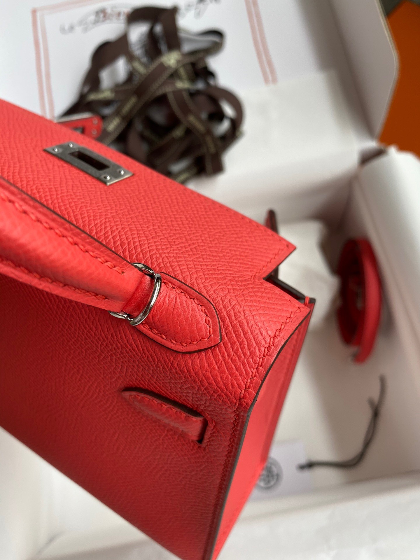 H**mes kelly mini ii sellier handmade bag in piment epsom calfskin