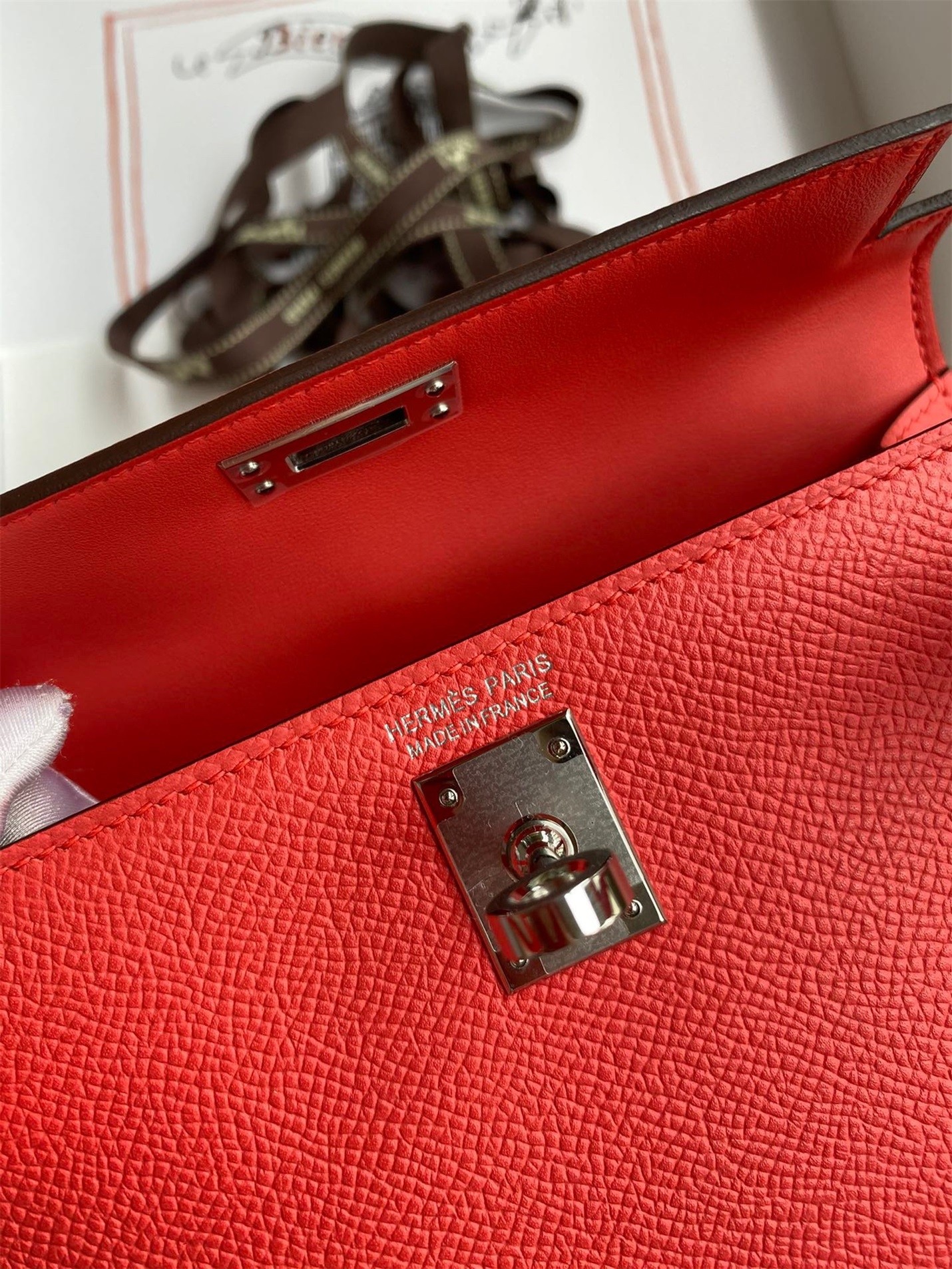 H**mes kelly mini ii sellier handmade bag in piment epsom calfskin