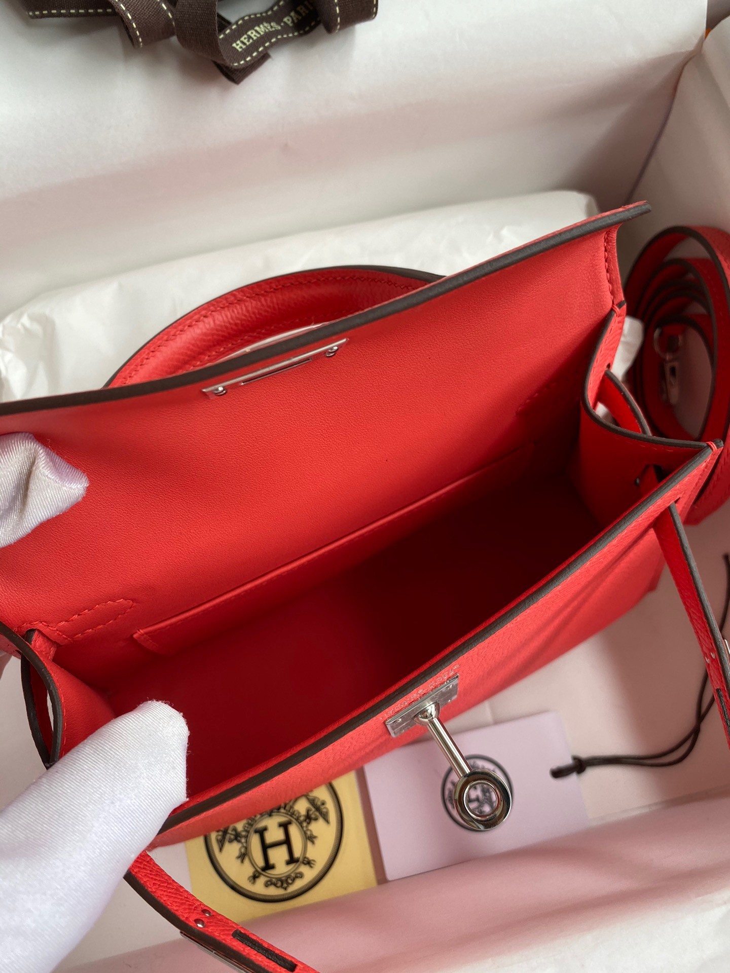 H**mes kelly mini ii sellier handmade bag in piment epsom calfskin