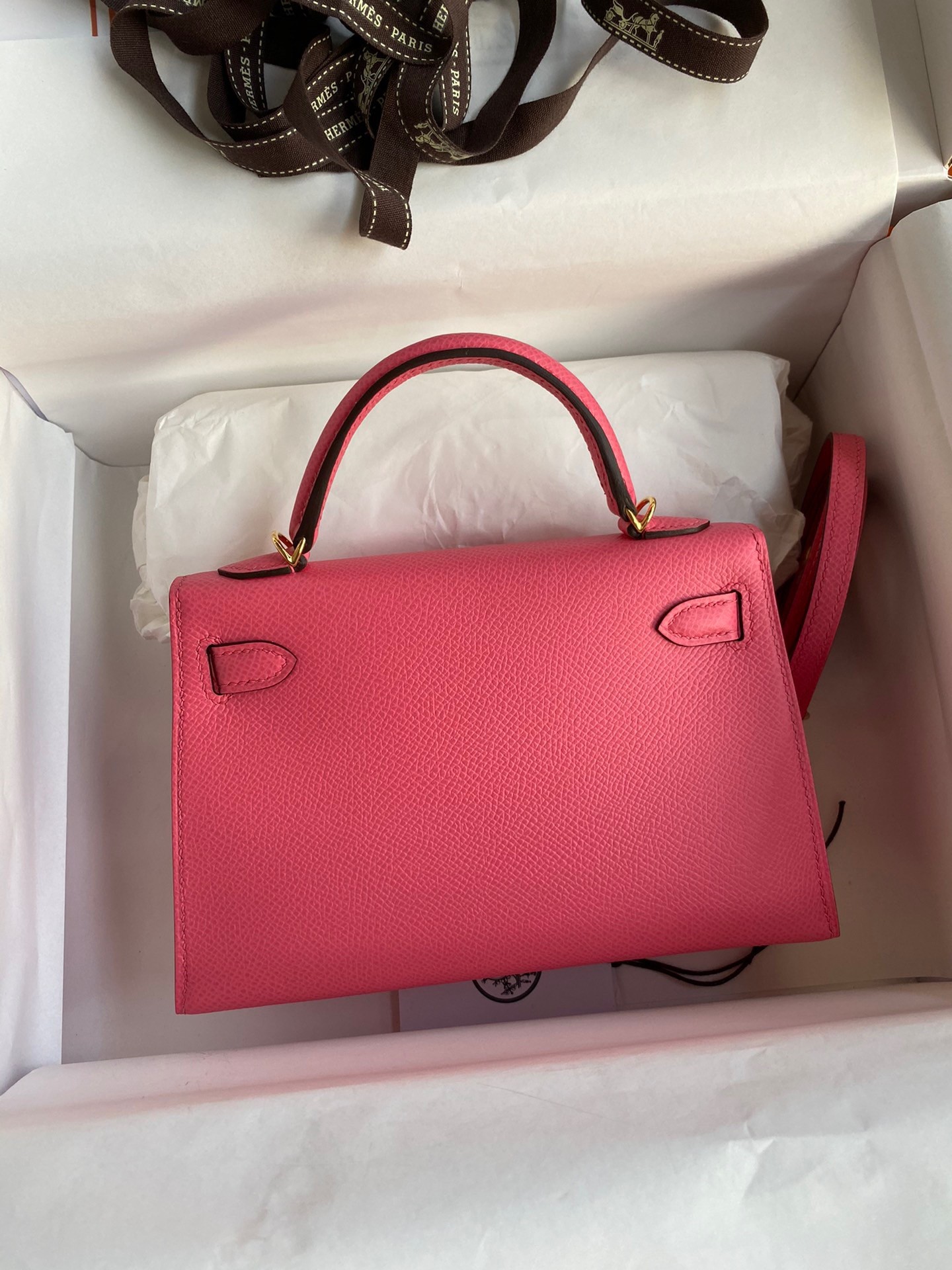 H**mes kelly mini ii sellier handmade bag in rose lipstick epsom calfskin