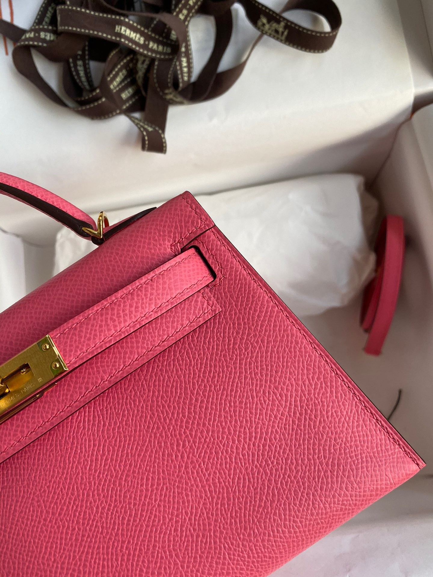H**mes kelly mini ii sellier handmade bag in rose lipstick epsom calfskin