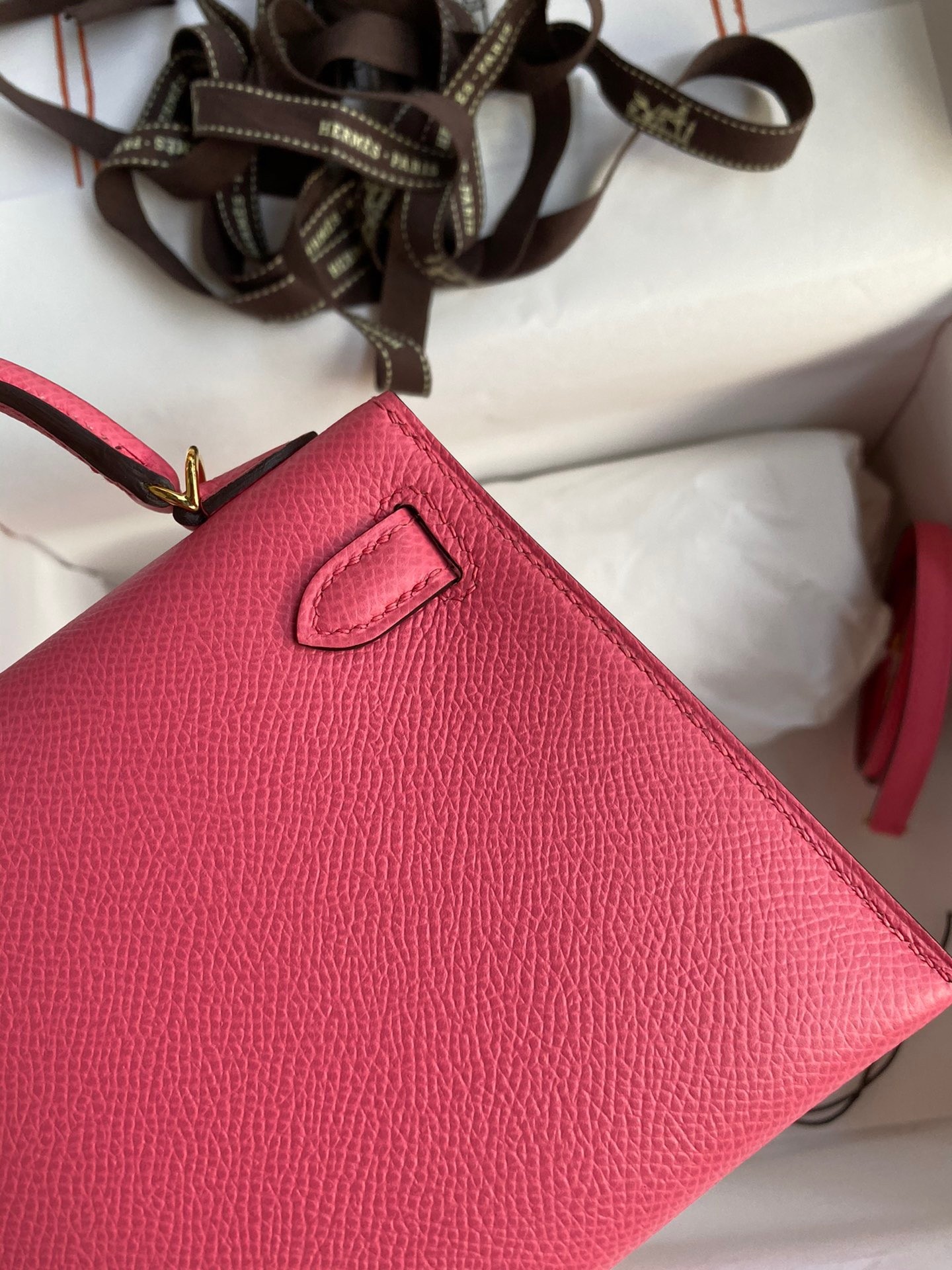 H**mes kelly mini ii sellier handmade bag in rose lipstick epsom calfskin