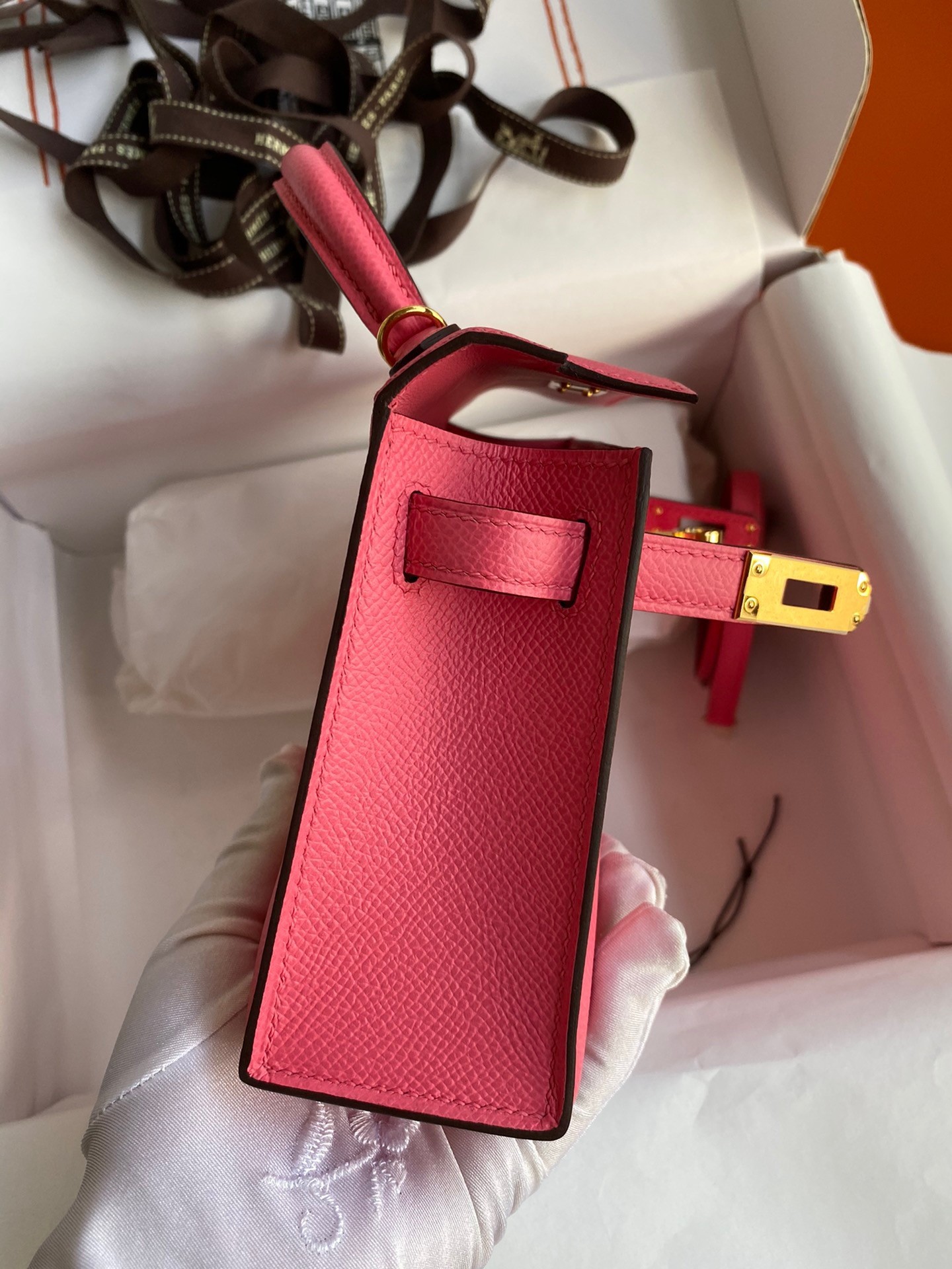 H**mes kelly mini ii sellier handmade bag in rose lipstick epsom calfskin