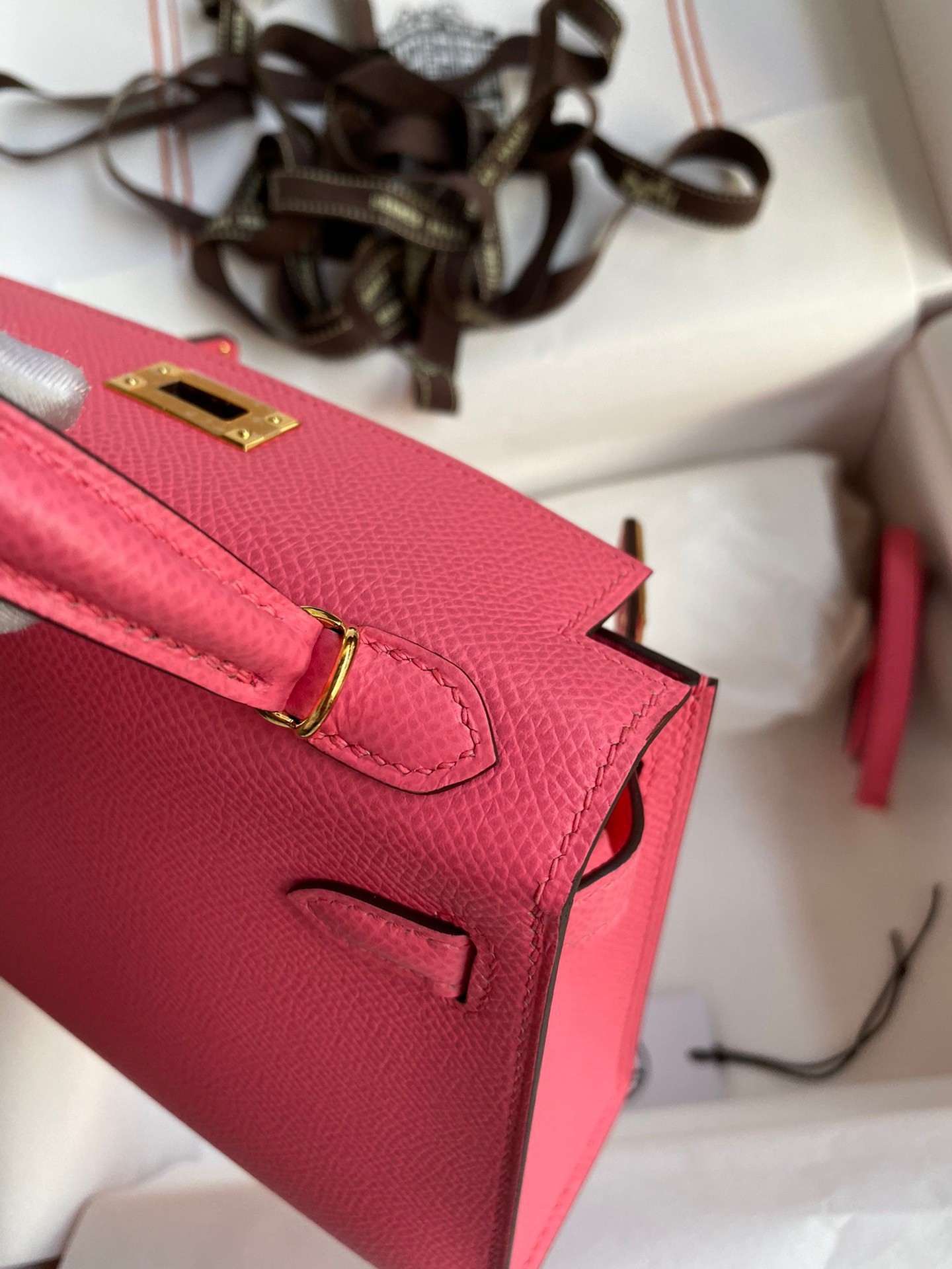 H**mes kelly mini ii sellier handmade bag in rose lipstick epsom calfskin