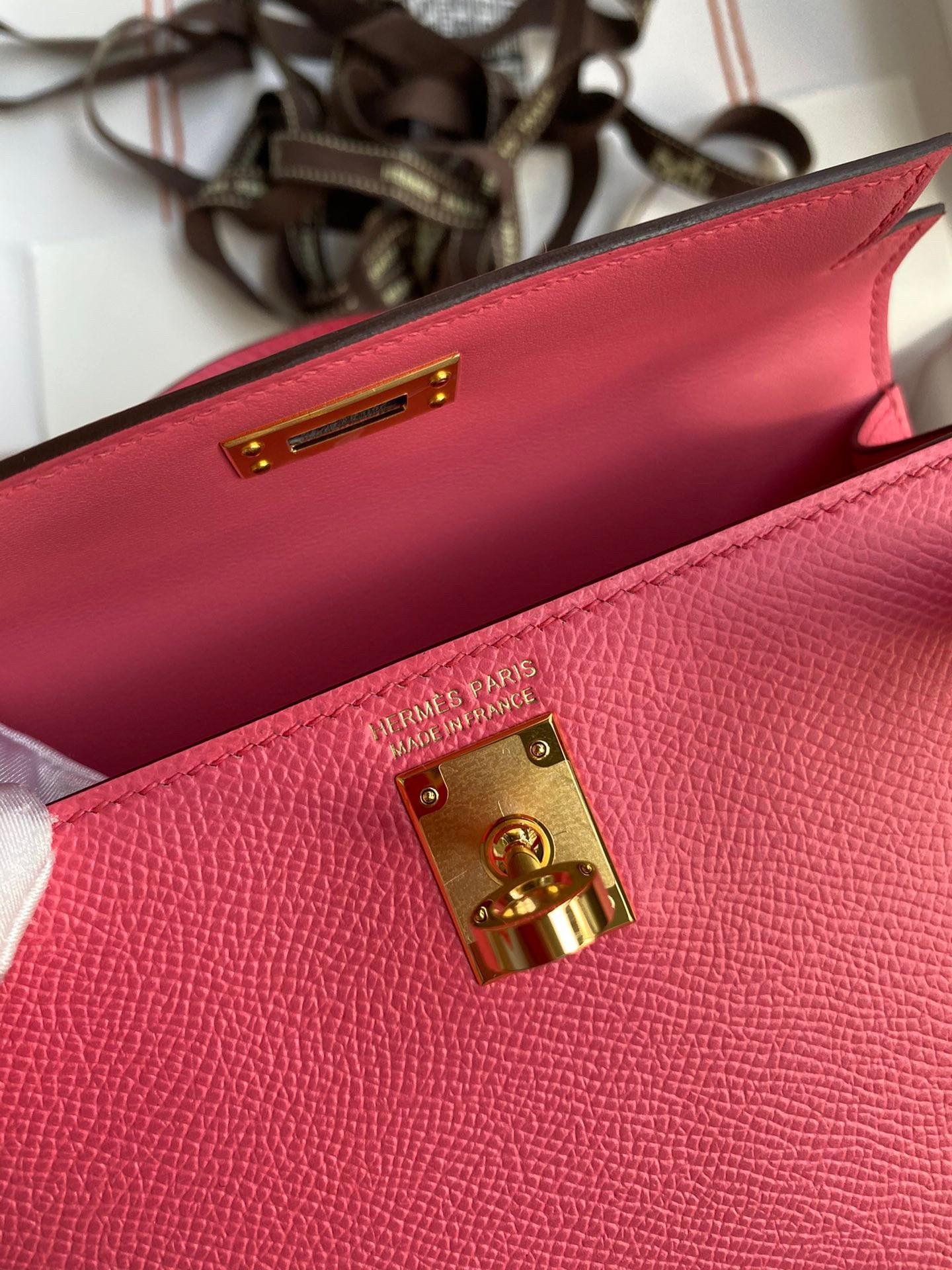 H**mes kelly mini ii sellier handmade bag in rose lipstick epsom calfskin